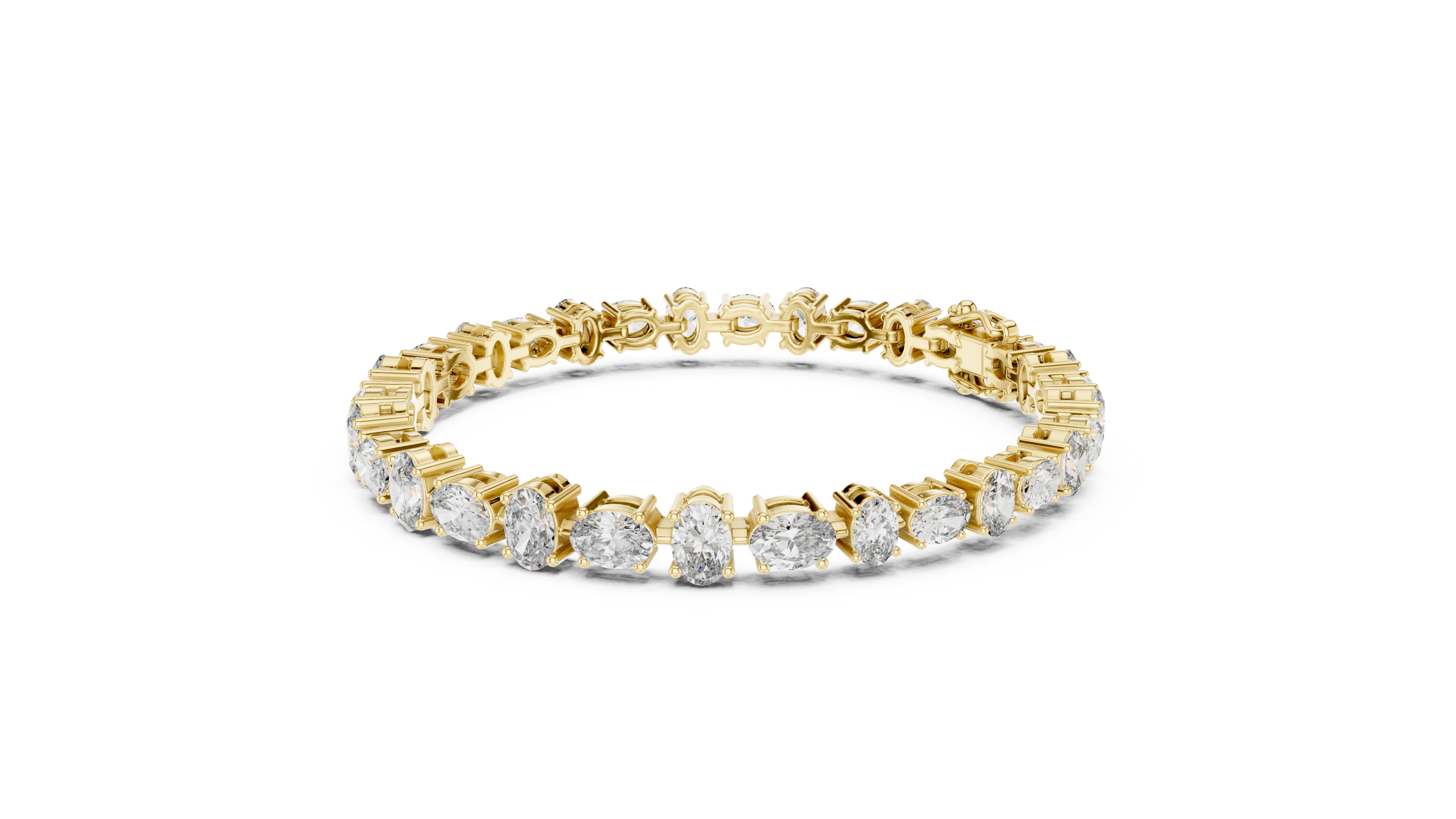 Graduated Alternating Horizontal & Vertical Oval Lab-Grown Diamond Tennis Bracelet in 18K Gold | 7.3 Carat