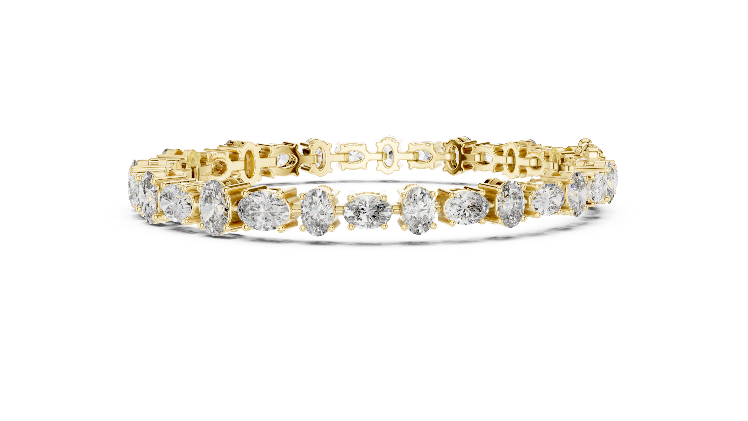 Graduated Alternating Horizontal & Vertical Oval Lab-Grown Diamond Tennis Bracelet in 18K Gold | 7.3 Carat