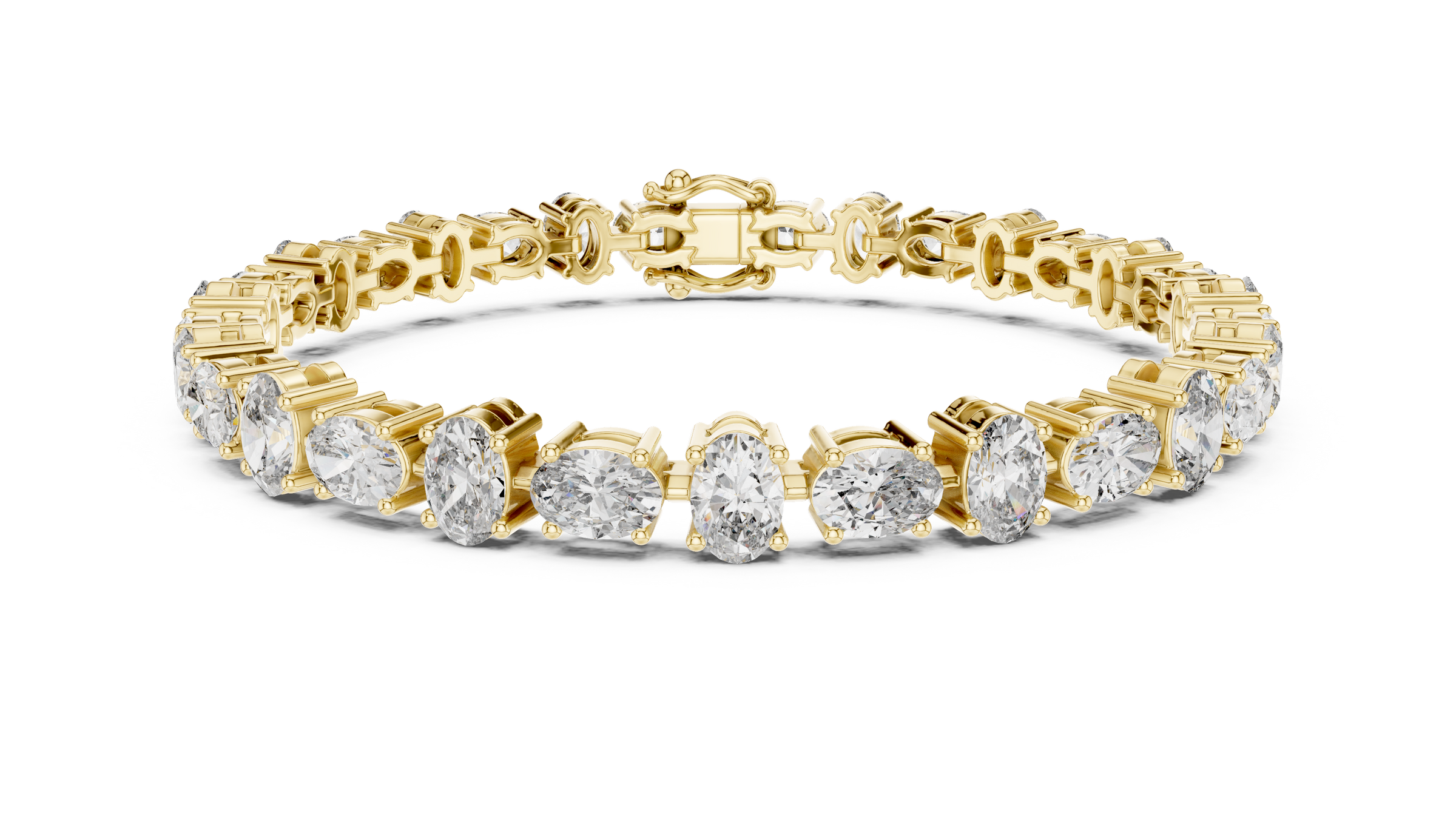 Graduated Alternating Horizontal & Vertical Oval Lab-Grown Diamond Tennis Bracelet in 18K Gold | 7.3 Carat