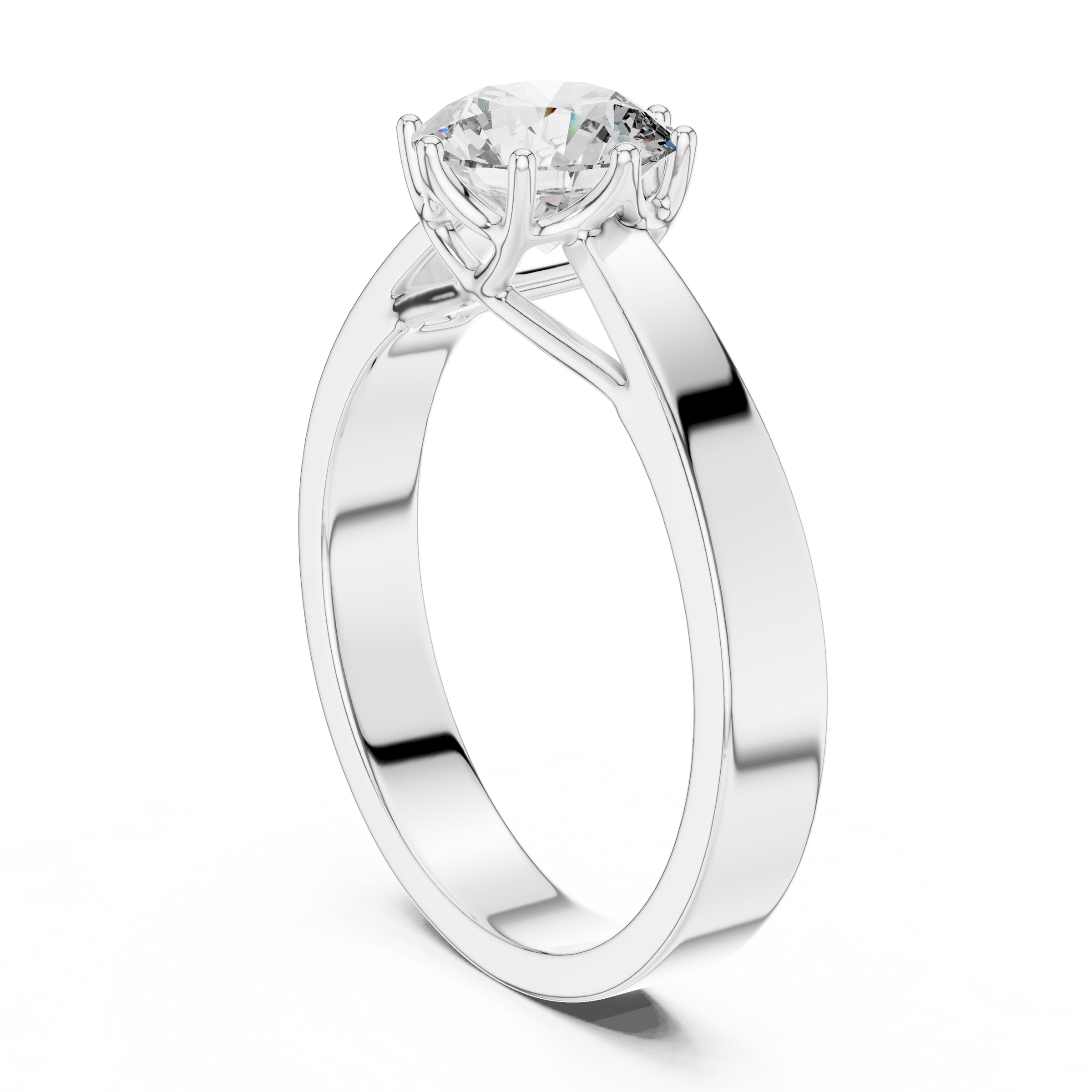 1–3 Carat Round Lab-Grown Diamond Solitaire Engagement Ring – Eight-Prong Setting, Plain Band in 18K Gold