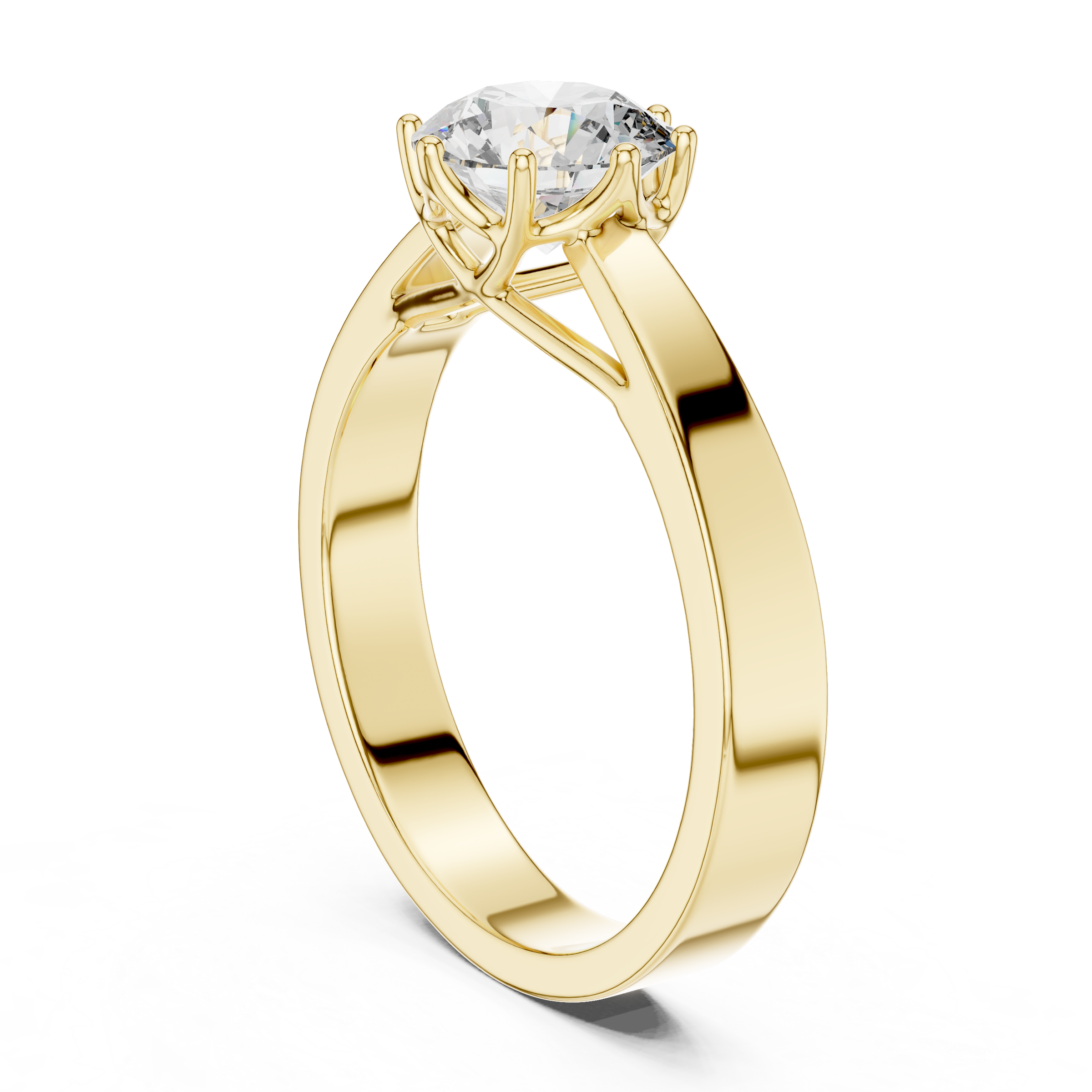 1–3 Carat Round Lab-Grown Diamond Solitaire Engagement Ring – Eight-Prong Setting, Plain Band in 18K Gold