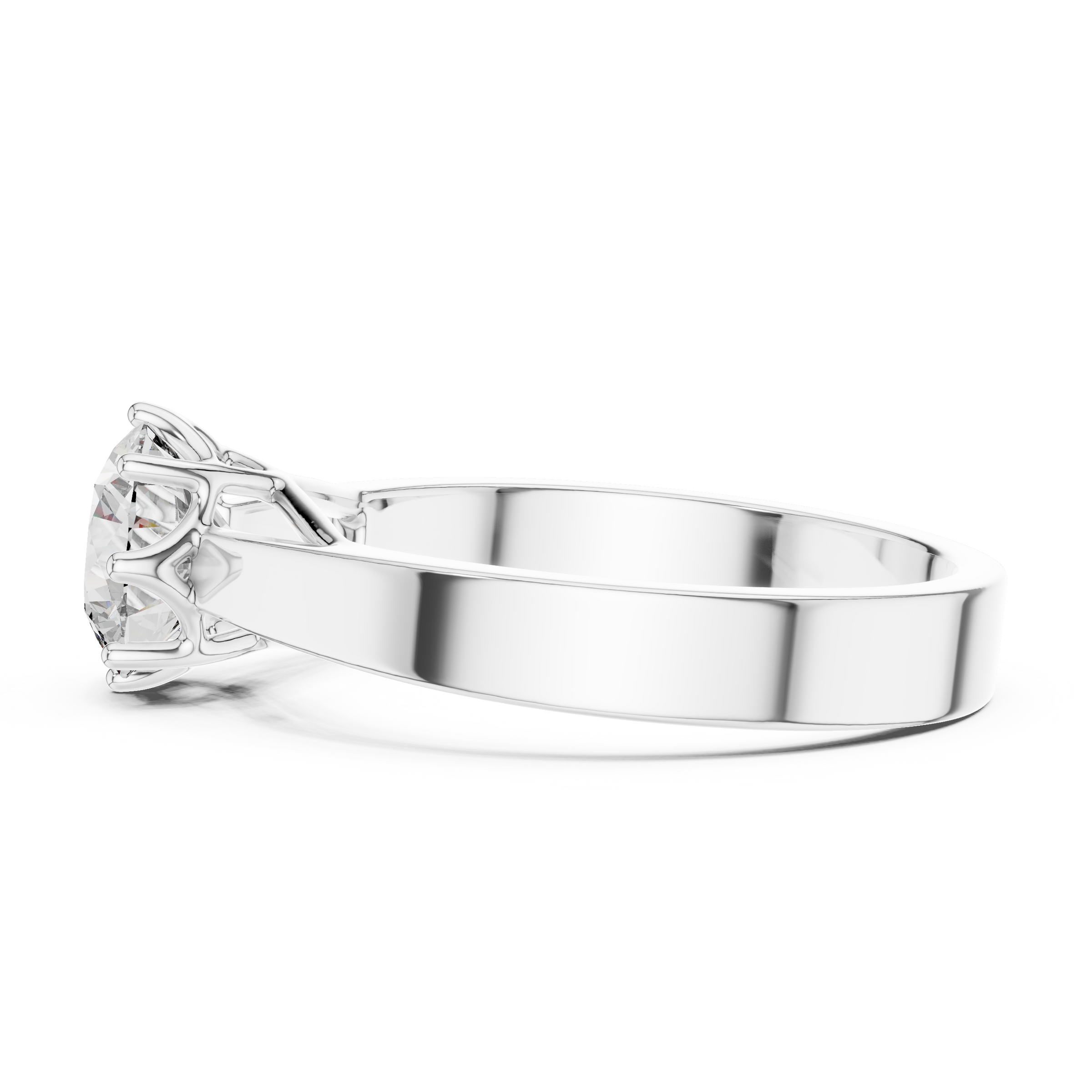 1–3 Carat Round Lab-Grown Diamond Solitaire Engagement Ring – Eight-Prong Setting, Plain Band in 18K Gold