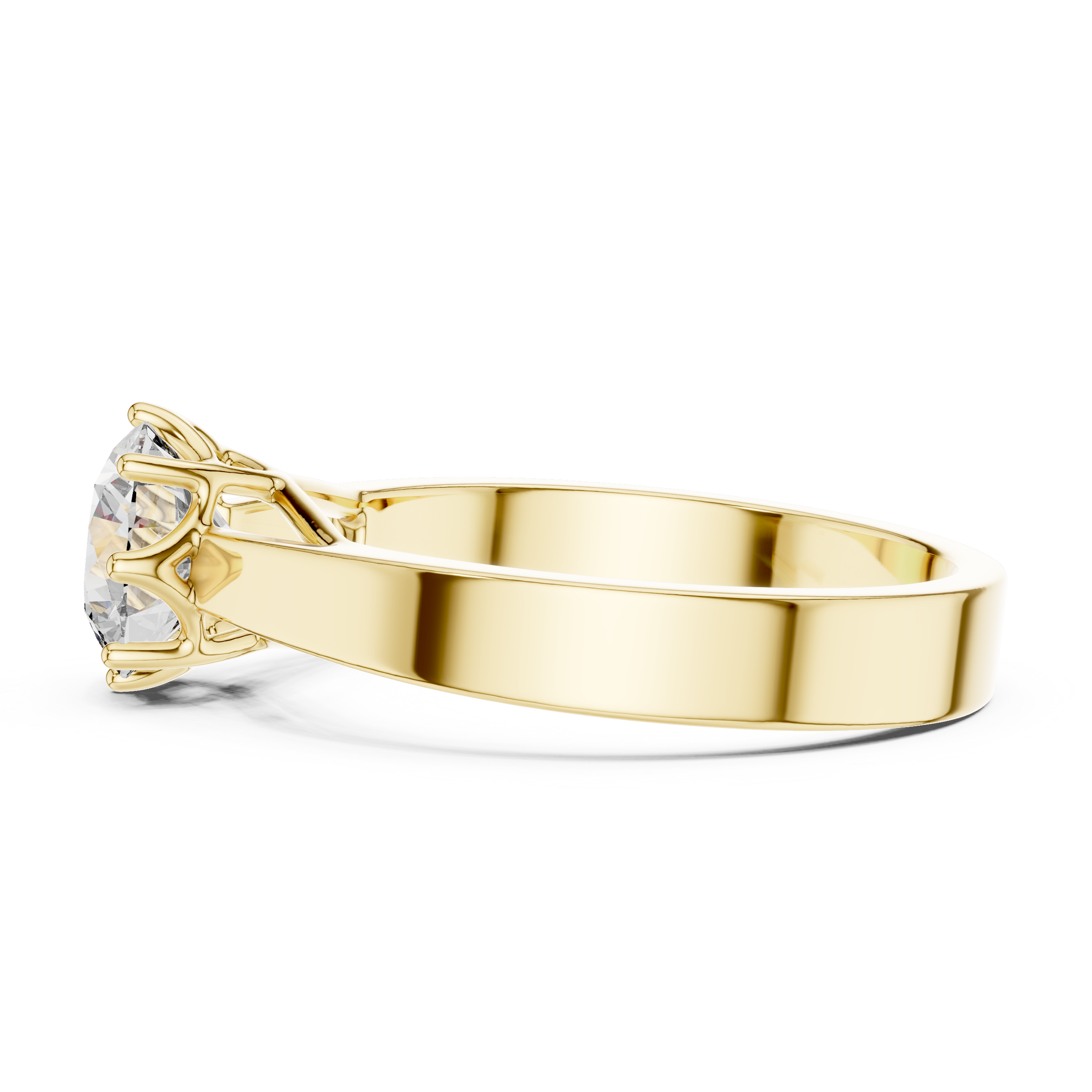 1–3 Carat Round Lab-Grown Diamond Solitaire Engagement Ring – Eight-Prong Setting, Plain Band in 18K Gold
