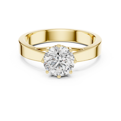 1–3 Carat Round Lab-Grown Diamond Solitaire Engagement Ring – Eight-Prong Setting, Plain Band in 18K Gold