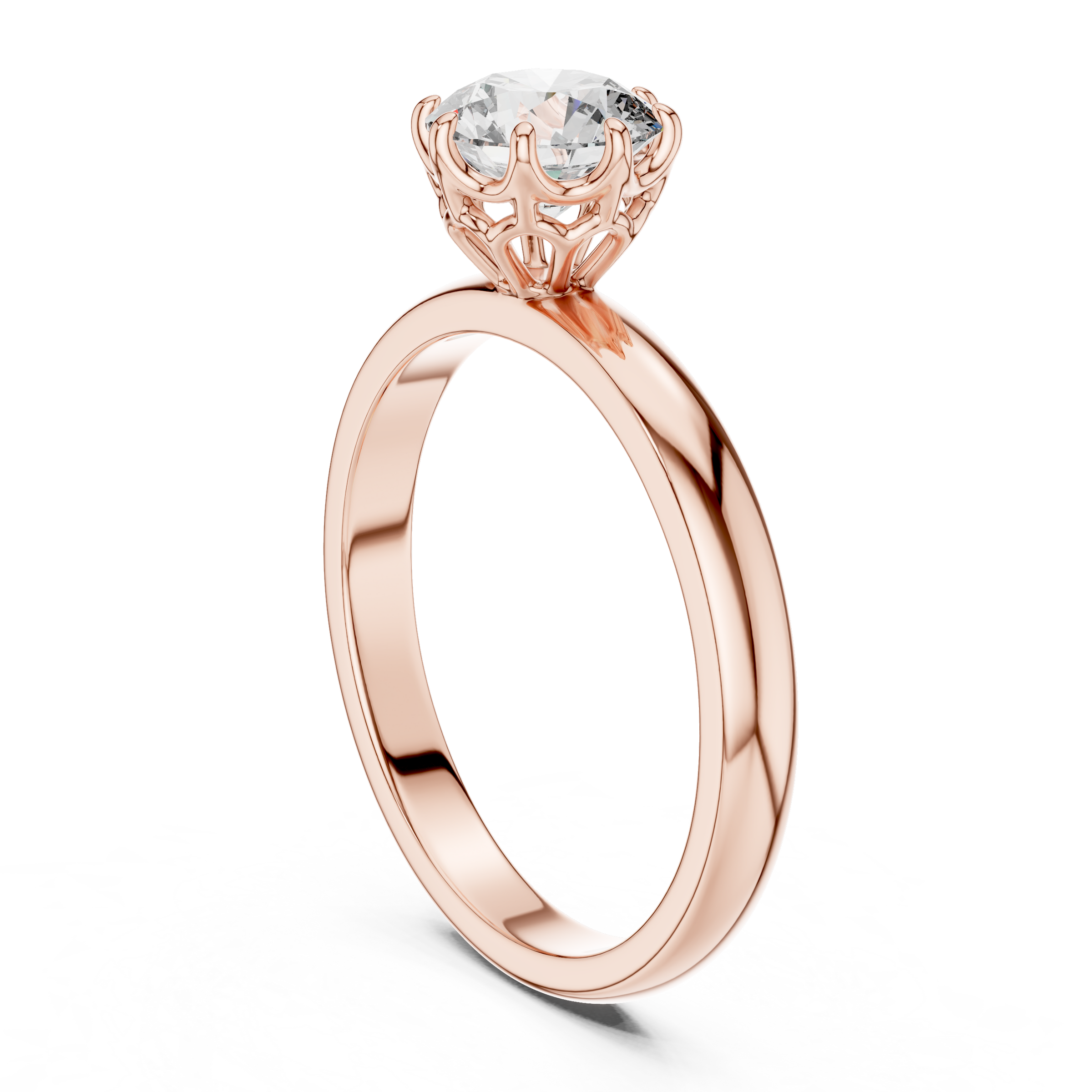 1–3 Carat Round Lab-Grown Diamond Solitaire Engagement Ring – Eight-Prong Setting 18K Gold