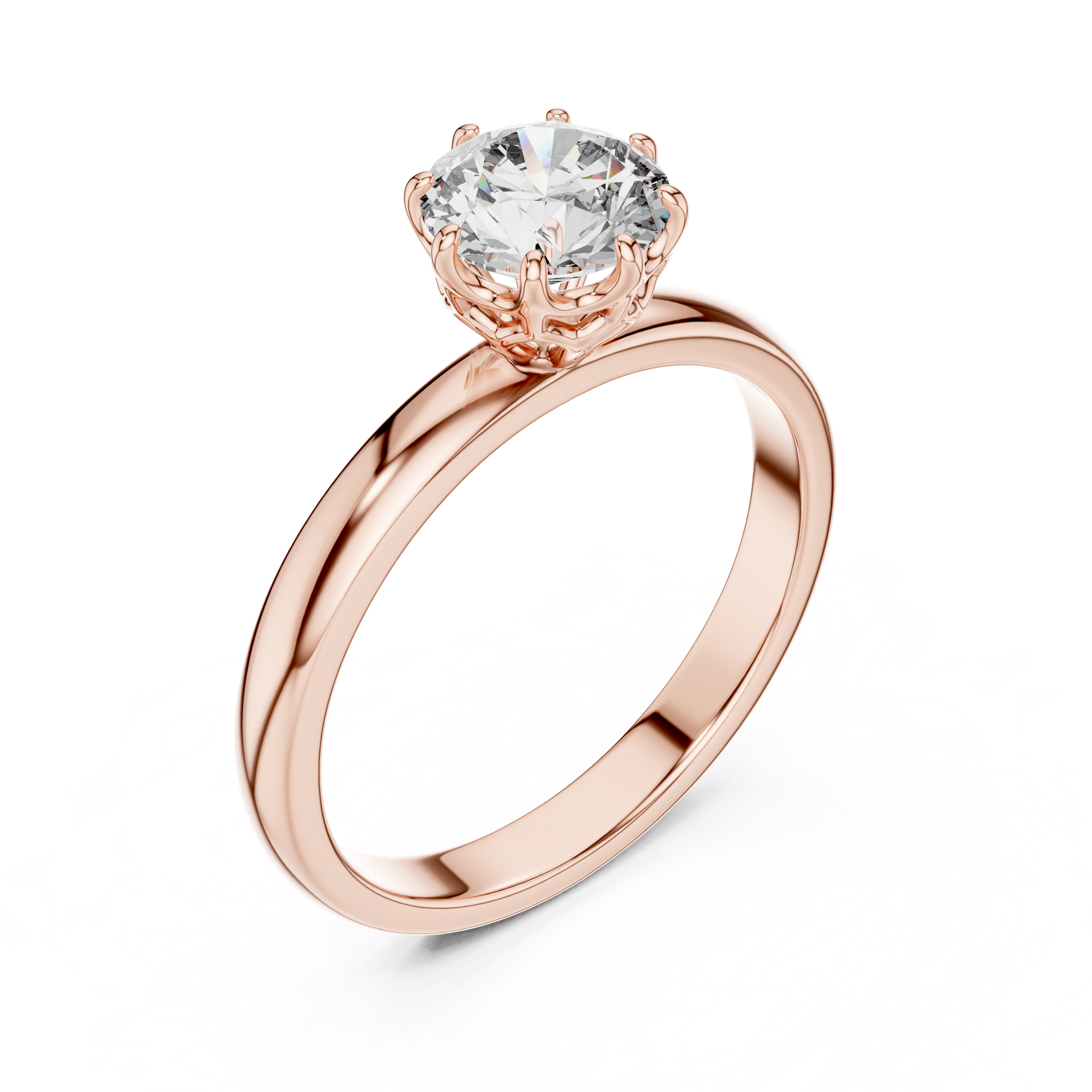 1–3 Carat Round Lab-Grown Diamond Solitaire Engagement Ring – Eight-Prong Setting 18K Gold