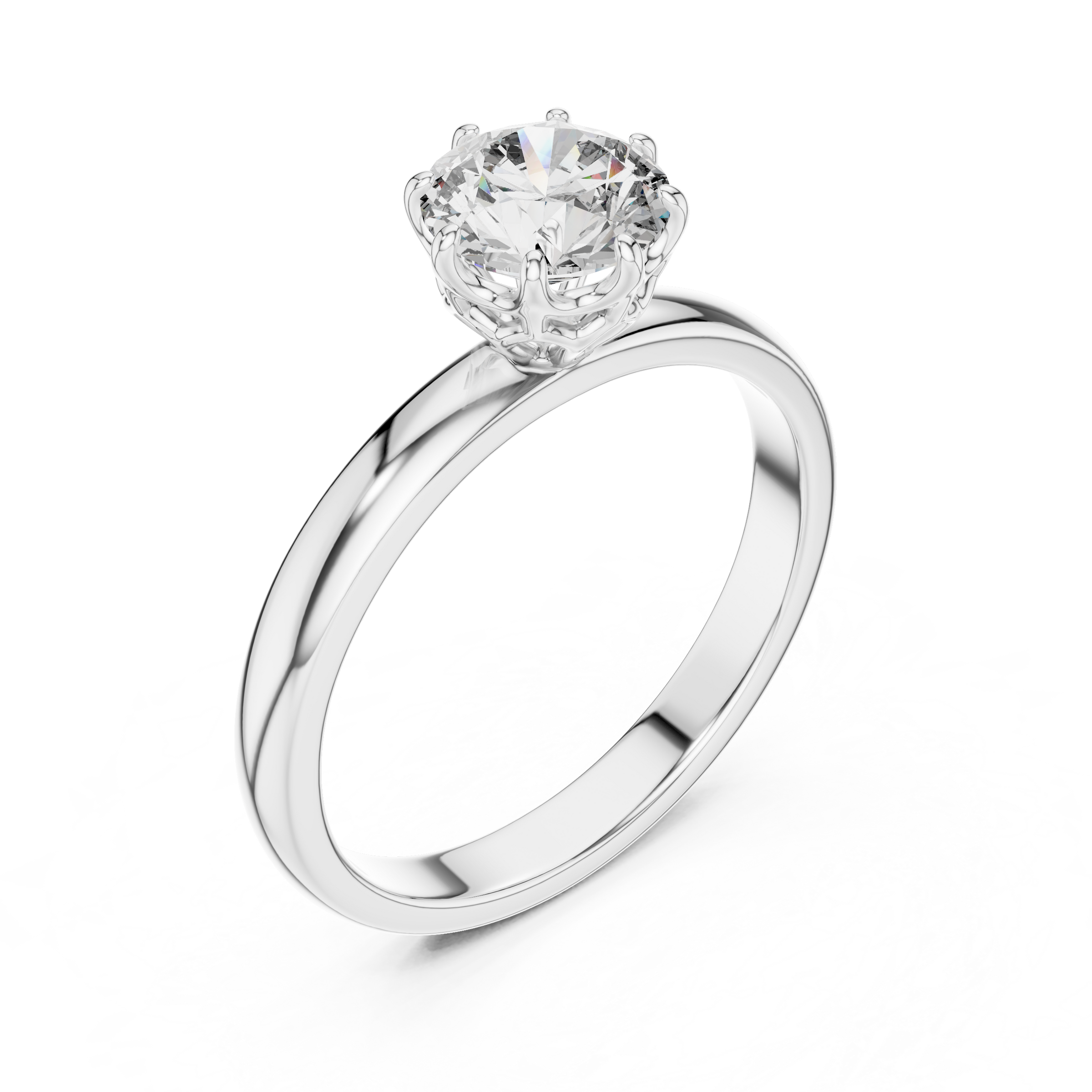1–3 Carat Round Lab-Grown Diamond Solitaire Engagement Ring – Eight-Prong Setting 18K Gold