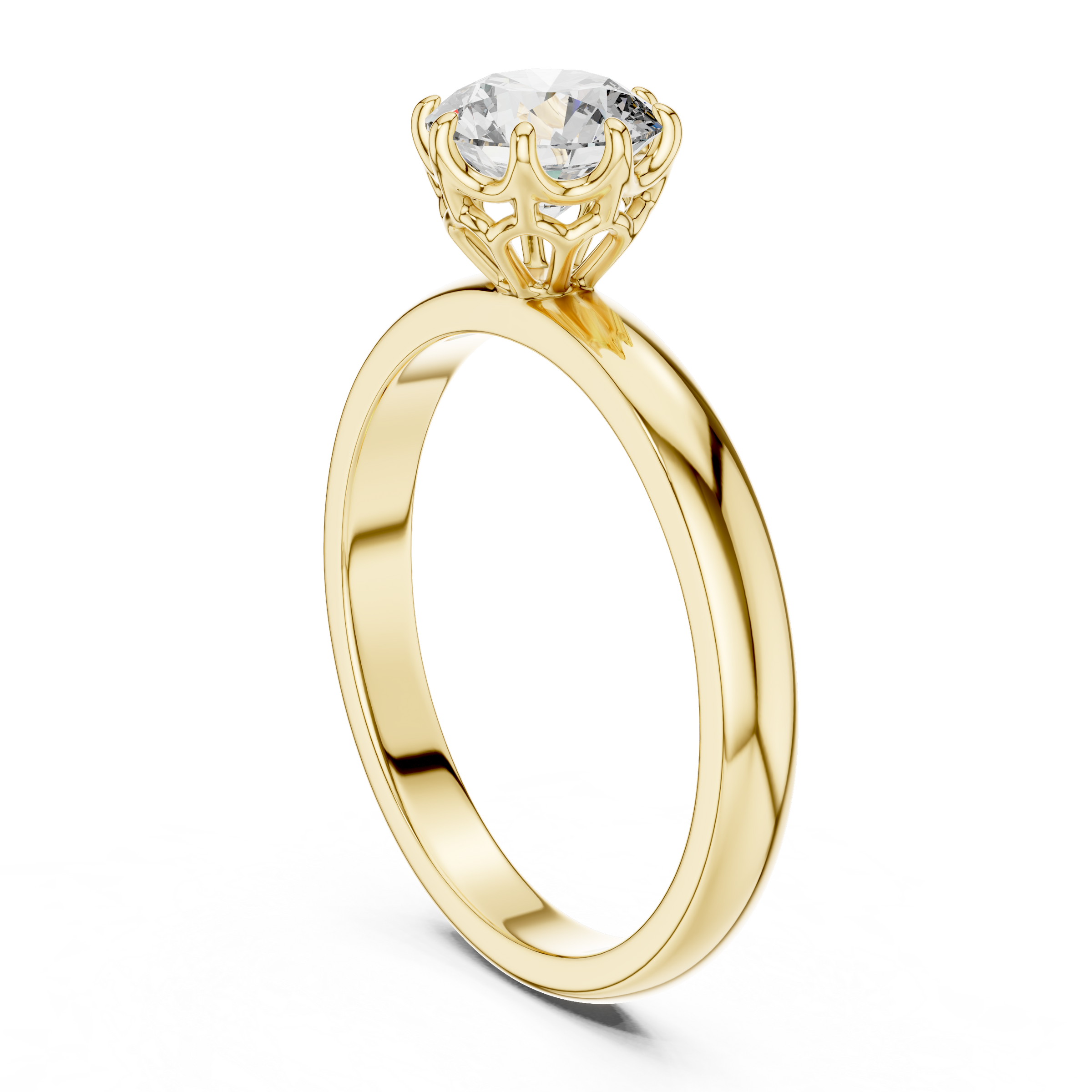 1–3 Carat Round Lab-Grown Diamond Solitaire Engagement Ring – Eight-Prong Setting 18K Gold