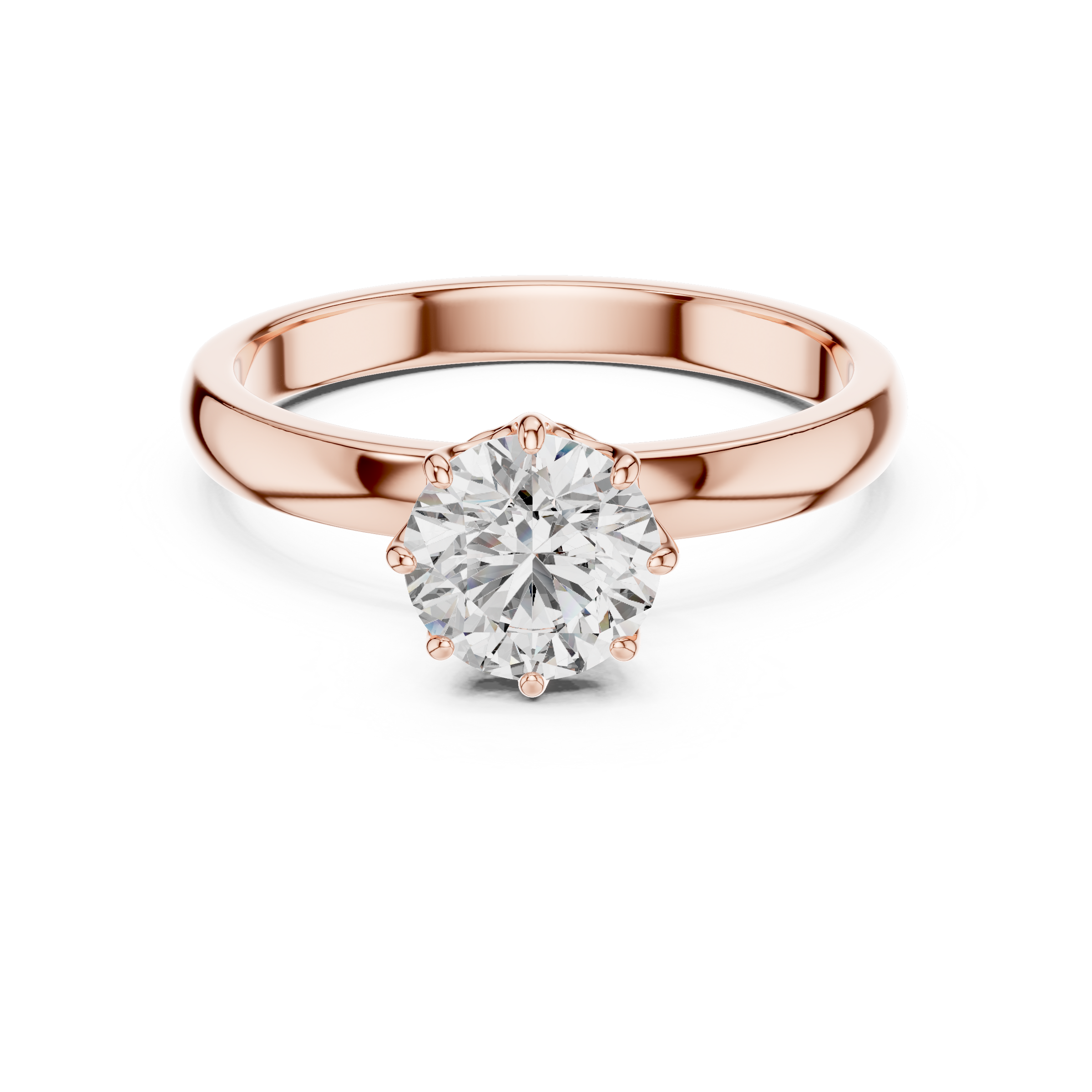 1–3 Carat Round Lab-Grown Diamond Solitaire Engagement Ring – Eight-Prong Setting 18K Gold