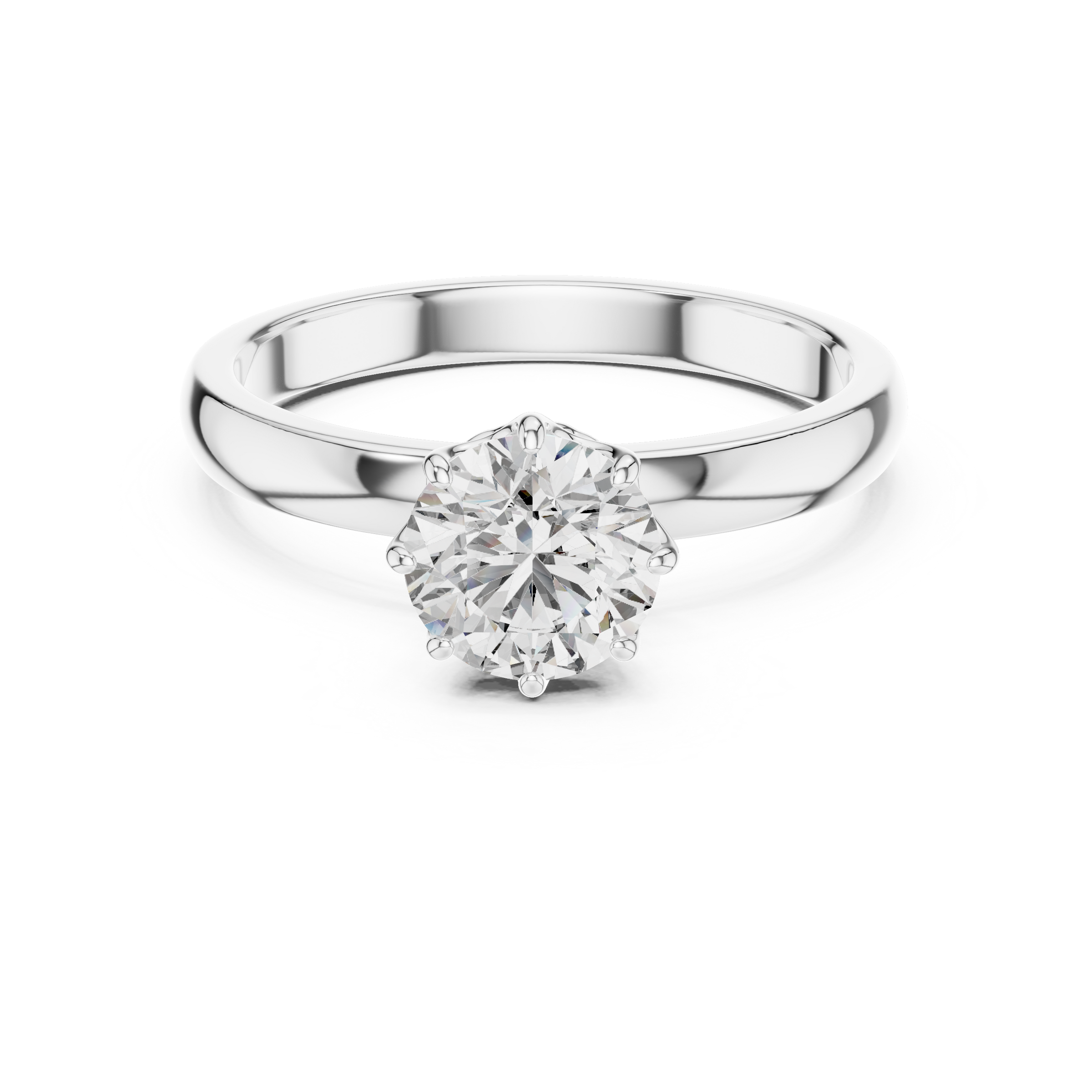 1–3 Carat Round Lab-Grown Diamond Solitaire Engagement Ring – Eight-Prong Setting 18K Gold