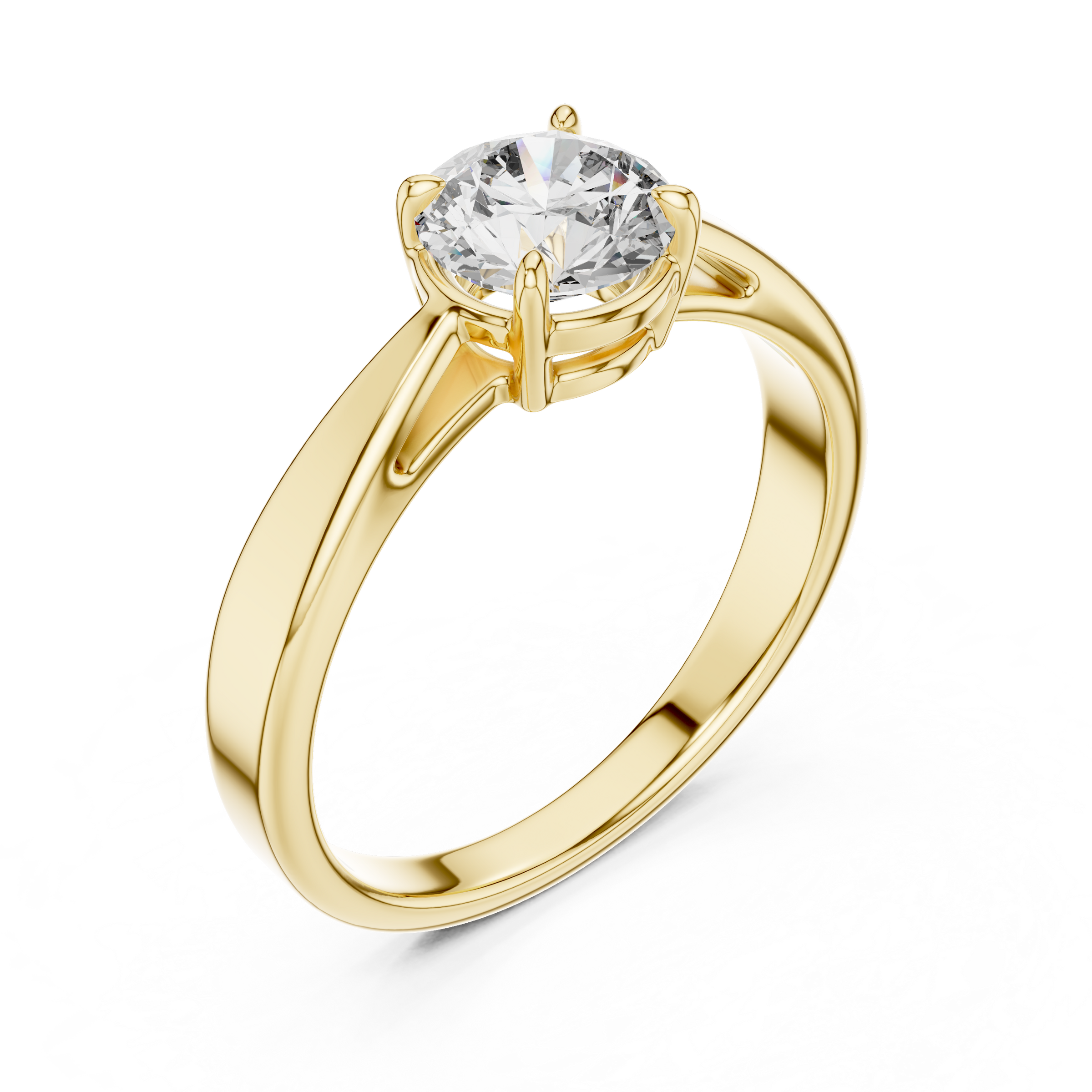 1–3 Carat Round Lab-Grown Diamond Solitaire Engagement Ring – Four Prong Setting, 18K Gold