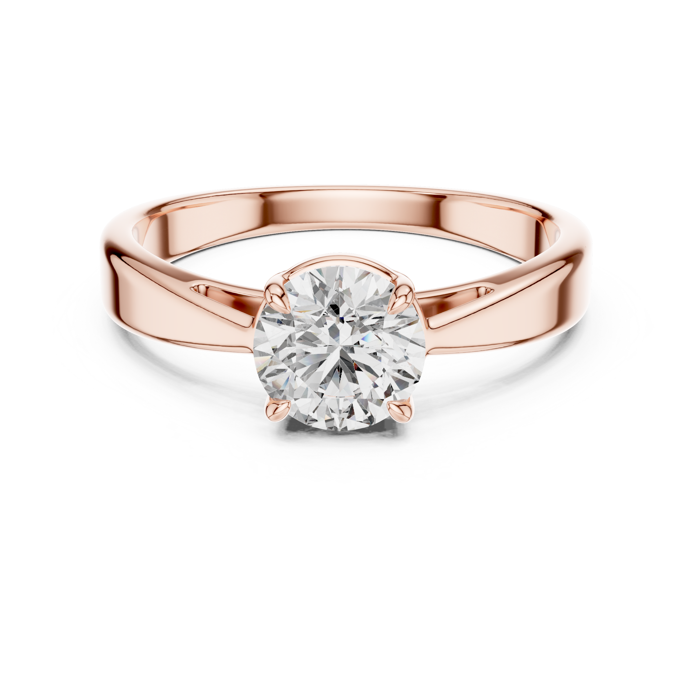 1–3 Carat Round Lab-Grown Diamond Solitaire Engagement Ring – Four Prong Setting, 18K Gold
