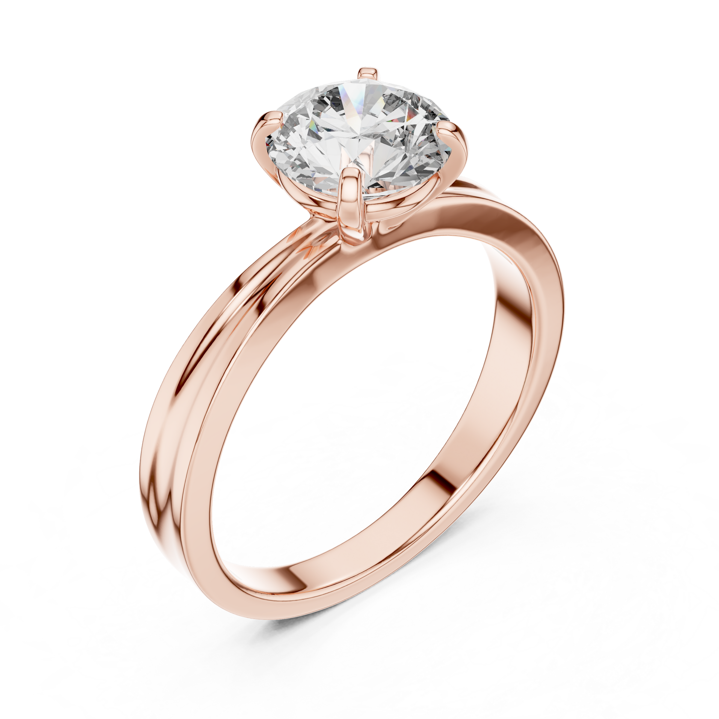 1–3 Carat Round Lab-Grown Diamond Solitaire Engagement Ring – Classic Four-Prong Setting, 18K Gold