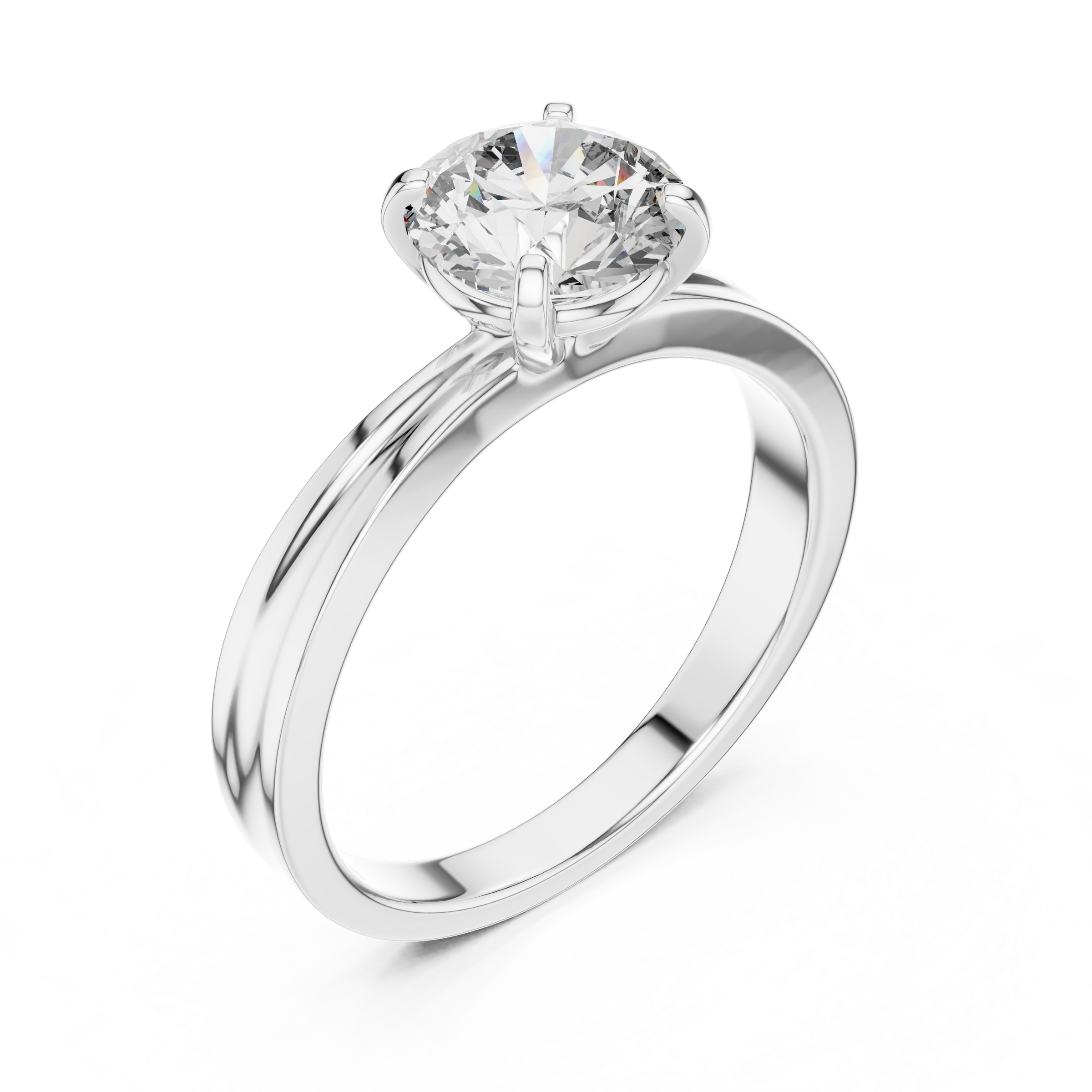 1–3 Carat Round Lab-Grown Diamond Solitaire Engagement Ring – Classic Four-Prong Setting, 18K Gold