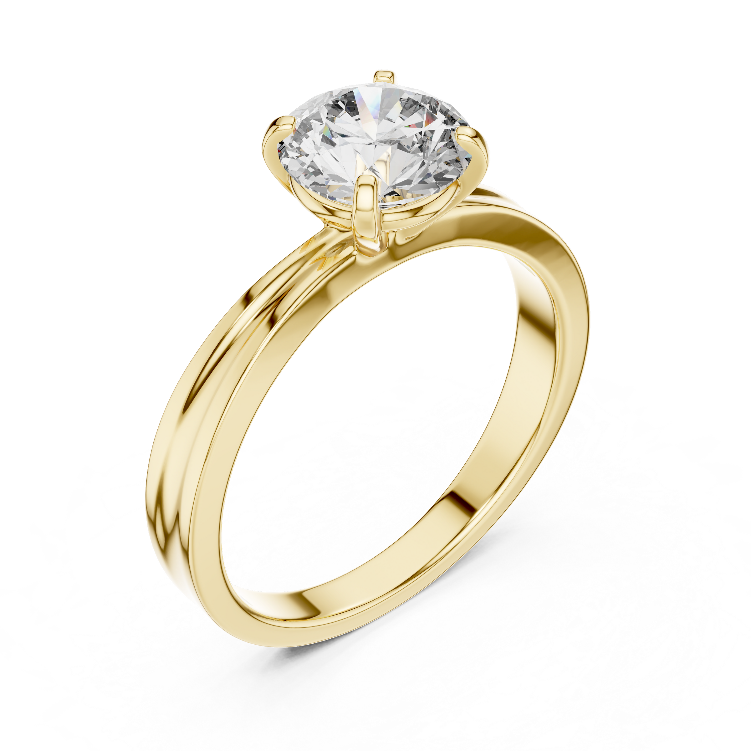 1–3 Carat Round Lab-Grown Diamond Solitaire Engagement Ring – Classic Four-Prong Setting, 18K Gold