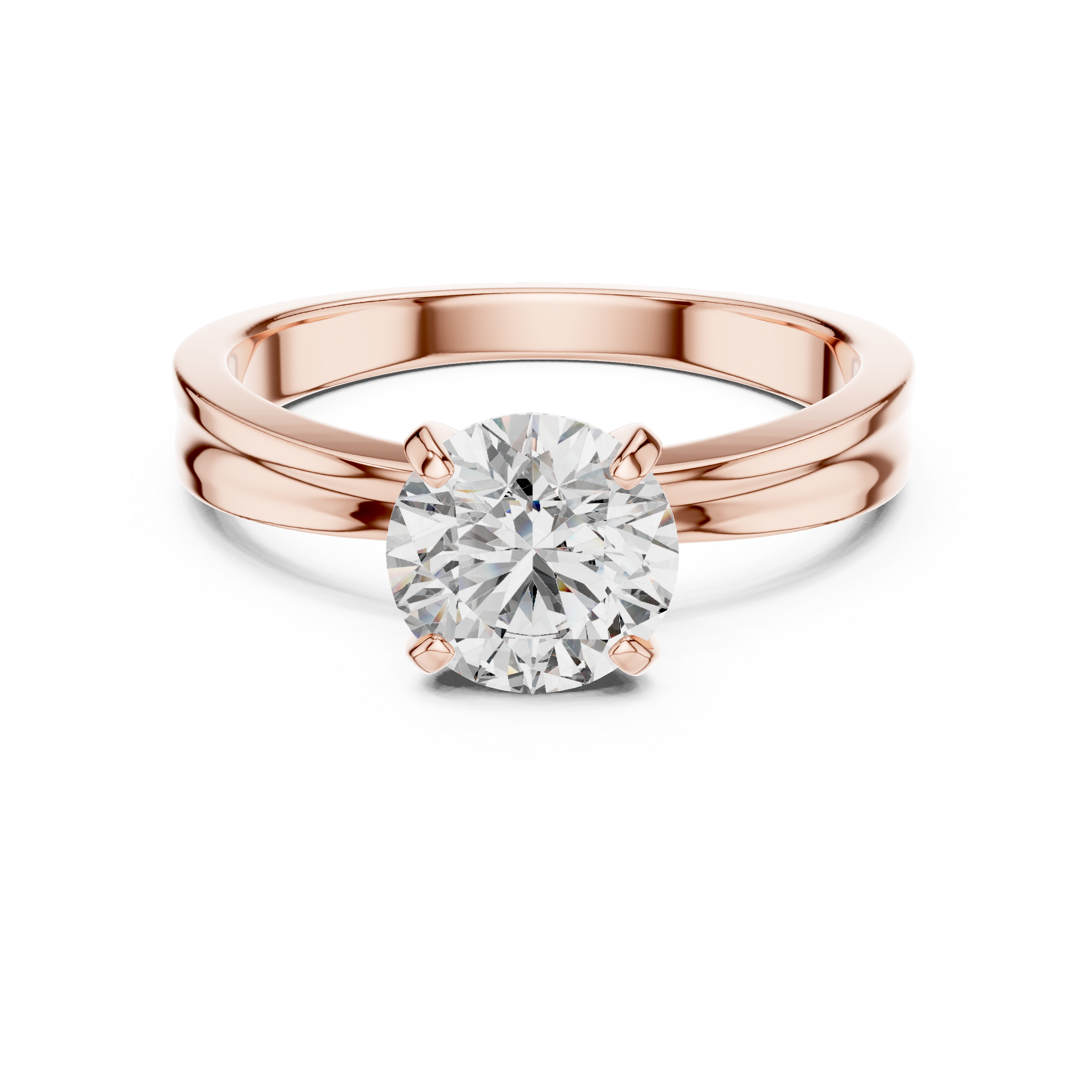 1–3 Carat Round Lab-Grown Diamond Solitaire Engagement Ring – Classic Four-Prong Setting, 18K Gold