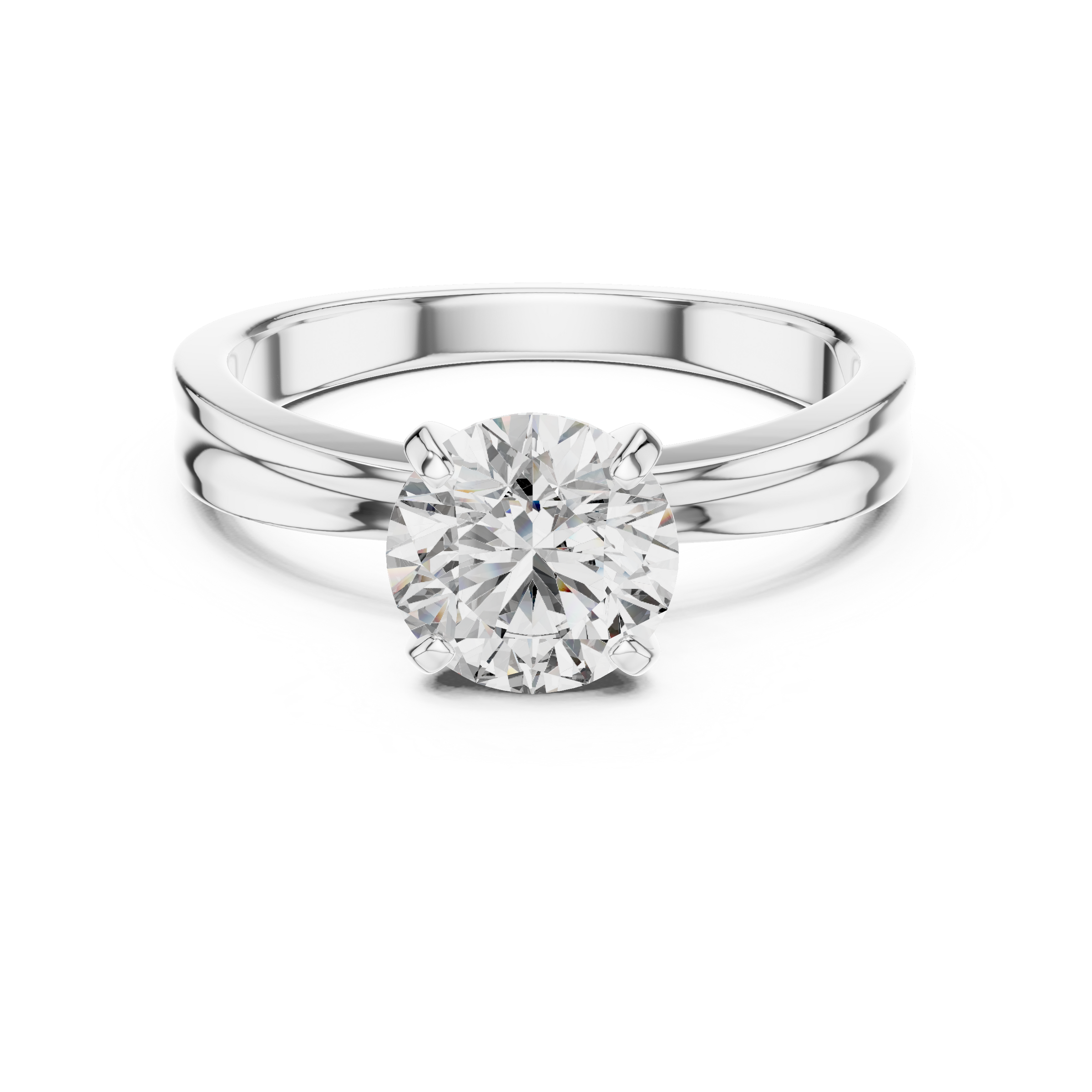 1–3 Carat Round Lab-Grown Diamond Solitaire Engagement Ring – Classic Four-Prong Setting, 18K Gold