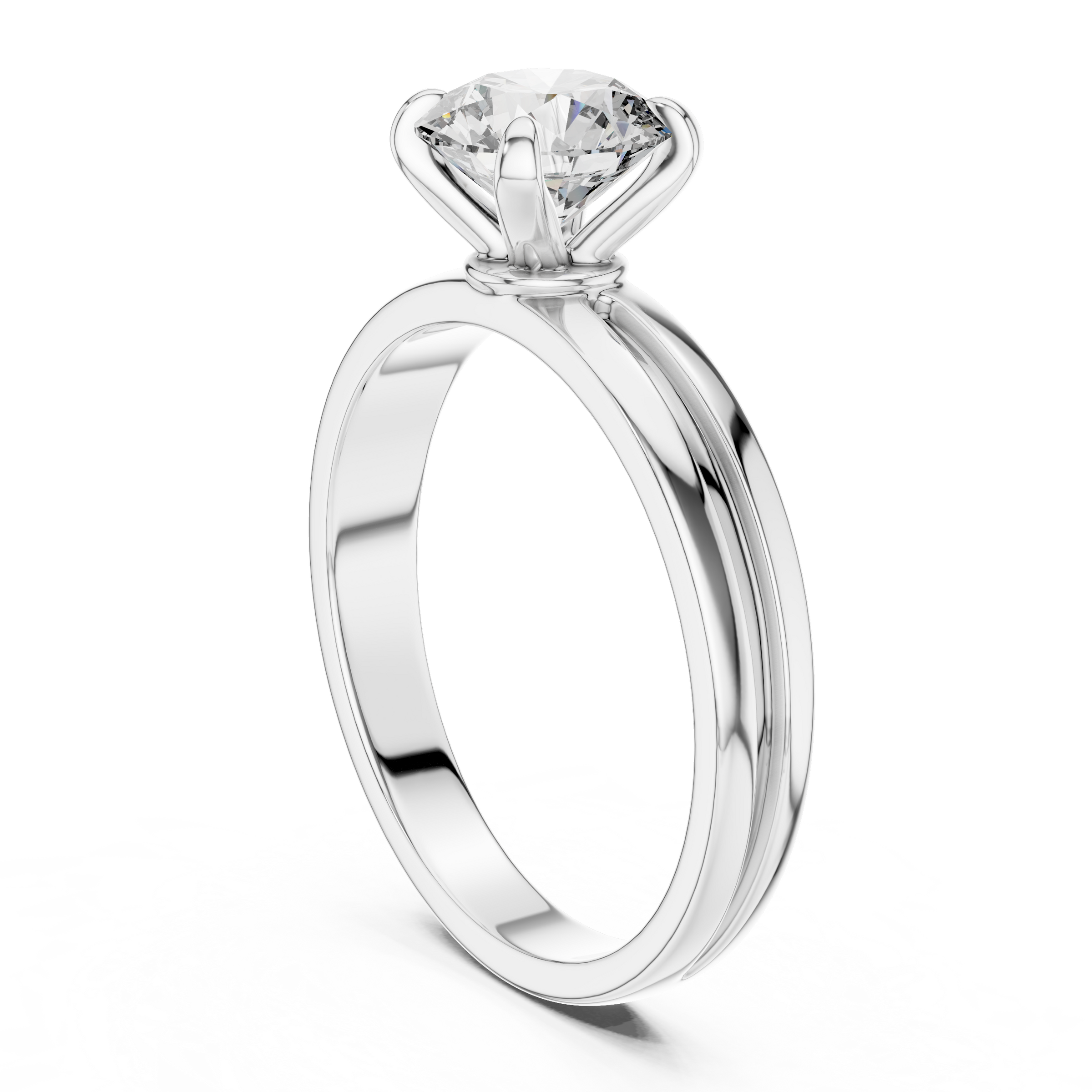 1–3 Carat Round Lab-Grown Diamond Solitaire Engagement Ring – Four-Prong Setting, Plain Band, 18K Gold