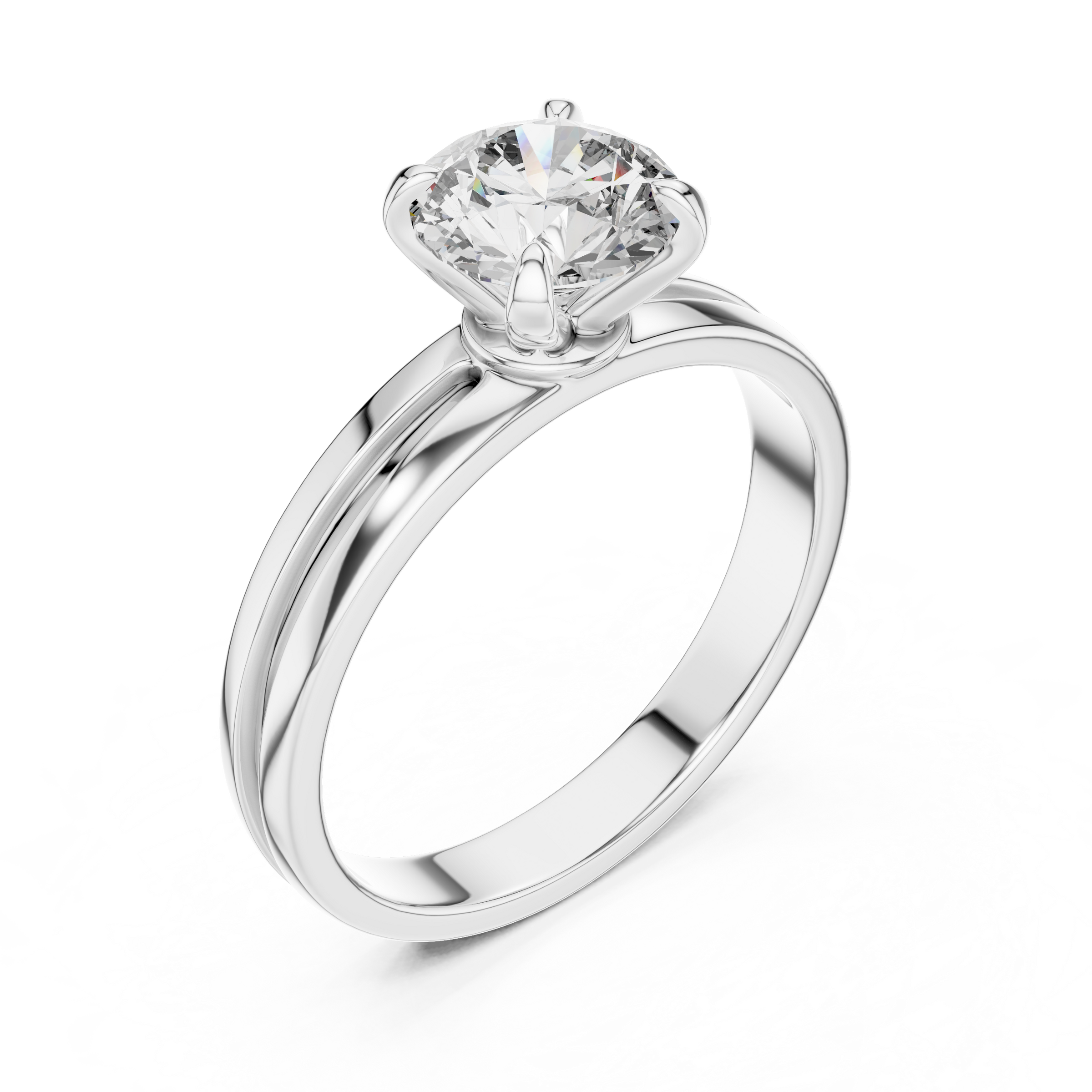 1–3 Carat Round Lab-Grown Diamond Solitaire Engagement Ring – Four-Prong Setting, Plain Band, 18K Gold