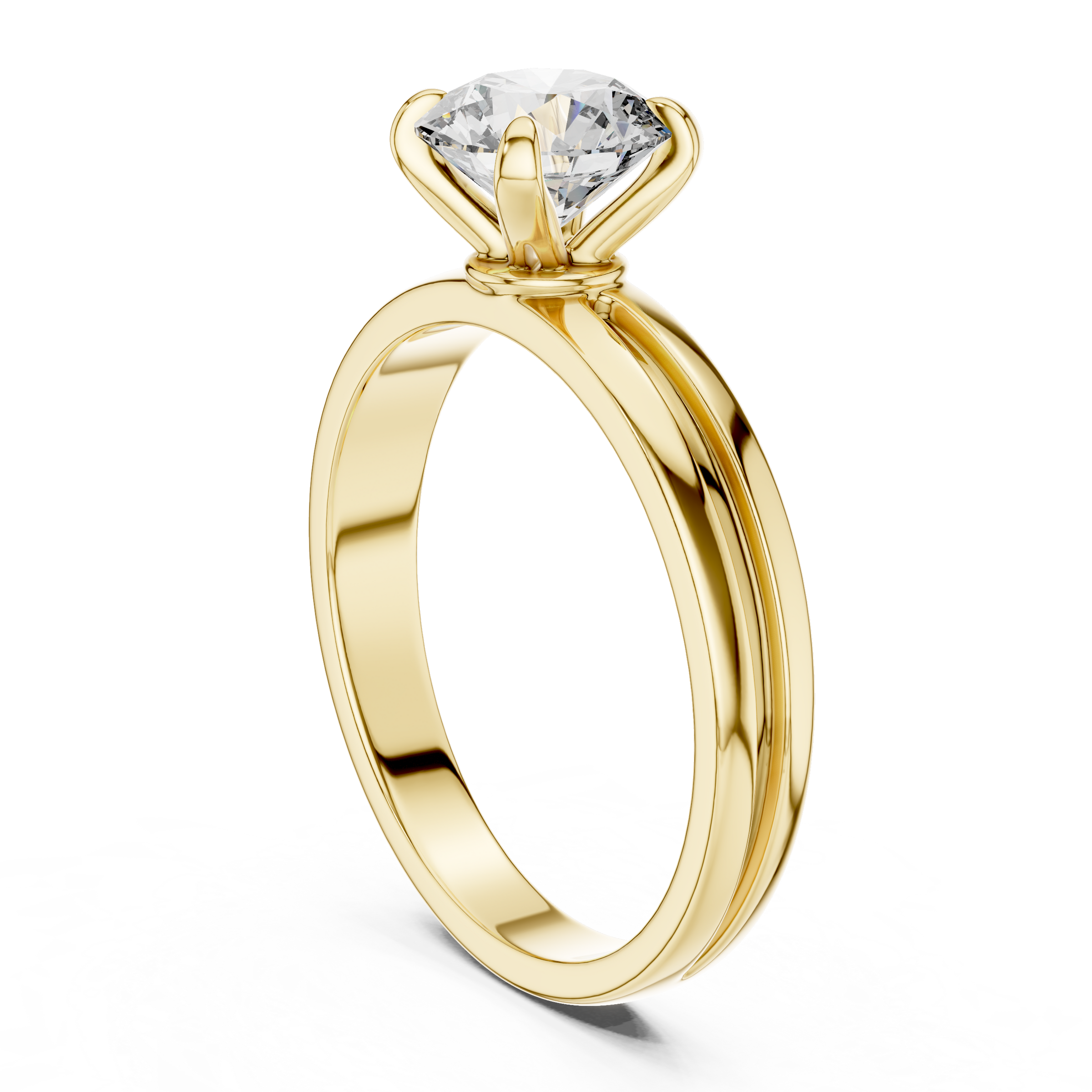 1–3 Carat Round Lab-Grown Diamond Solitaire Engagement Ring – Four-Prong Setting, Plain Band, 18K Gold
