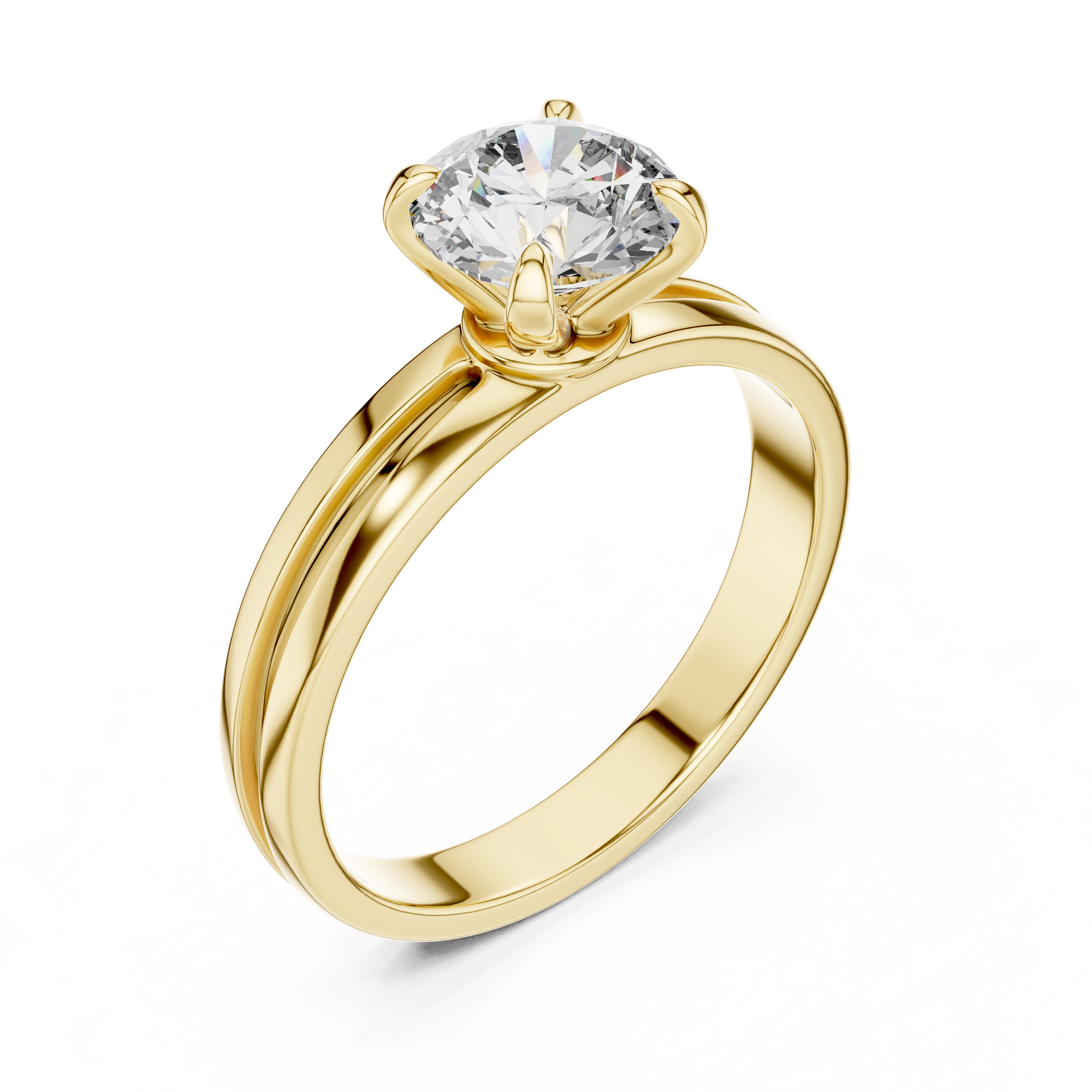 1–3 Carat Round Lab-Grown Diamond Solitaire Engagement Ring – Four-Prong Setting, Plain Band, 18K Gold
