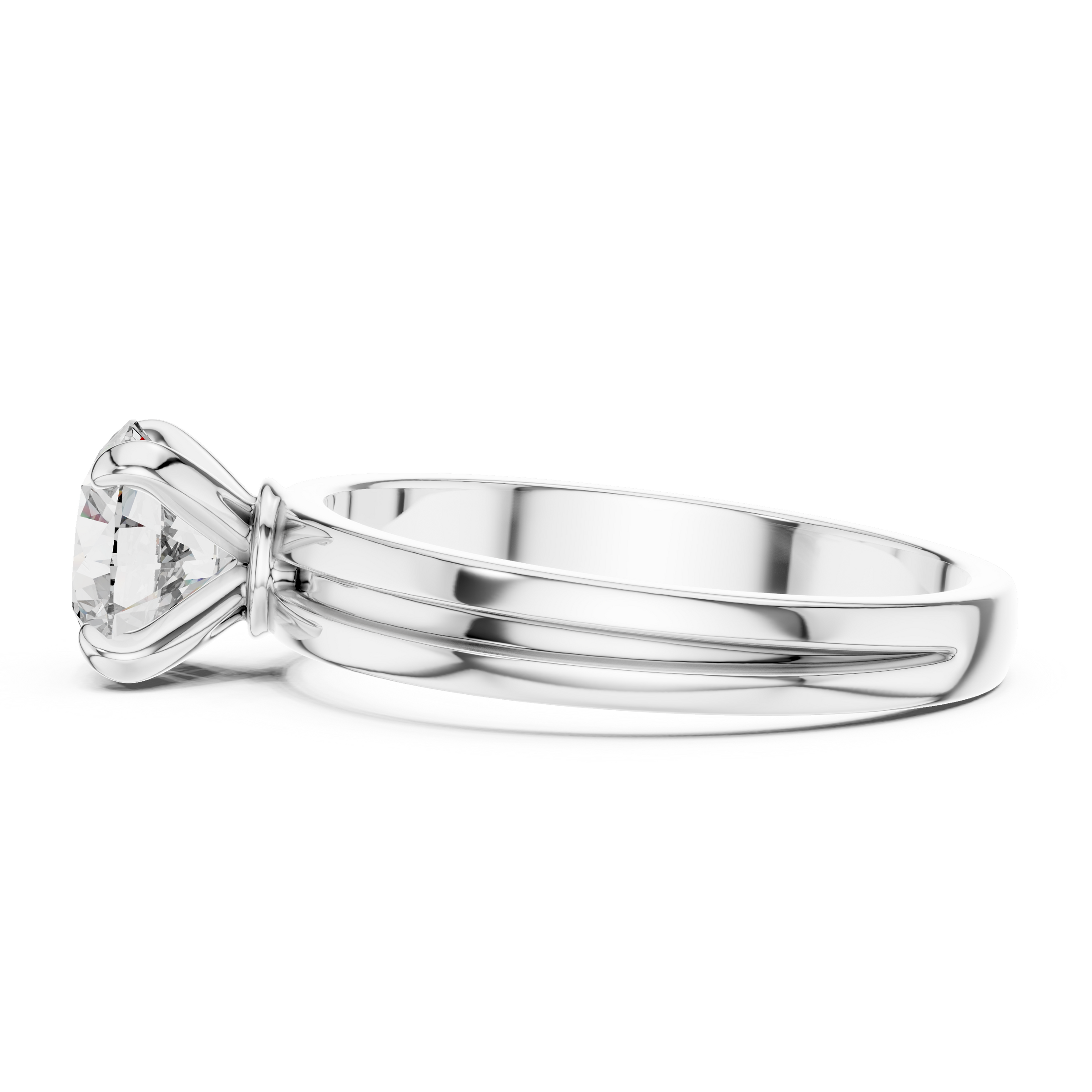 1–3 Carat Round Lab-Grown Diamond Solitaire Engagement Ring – Four-Prong Setting, Plain Band, 18K Gold