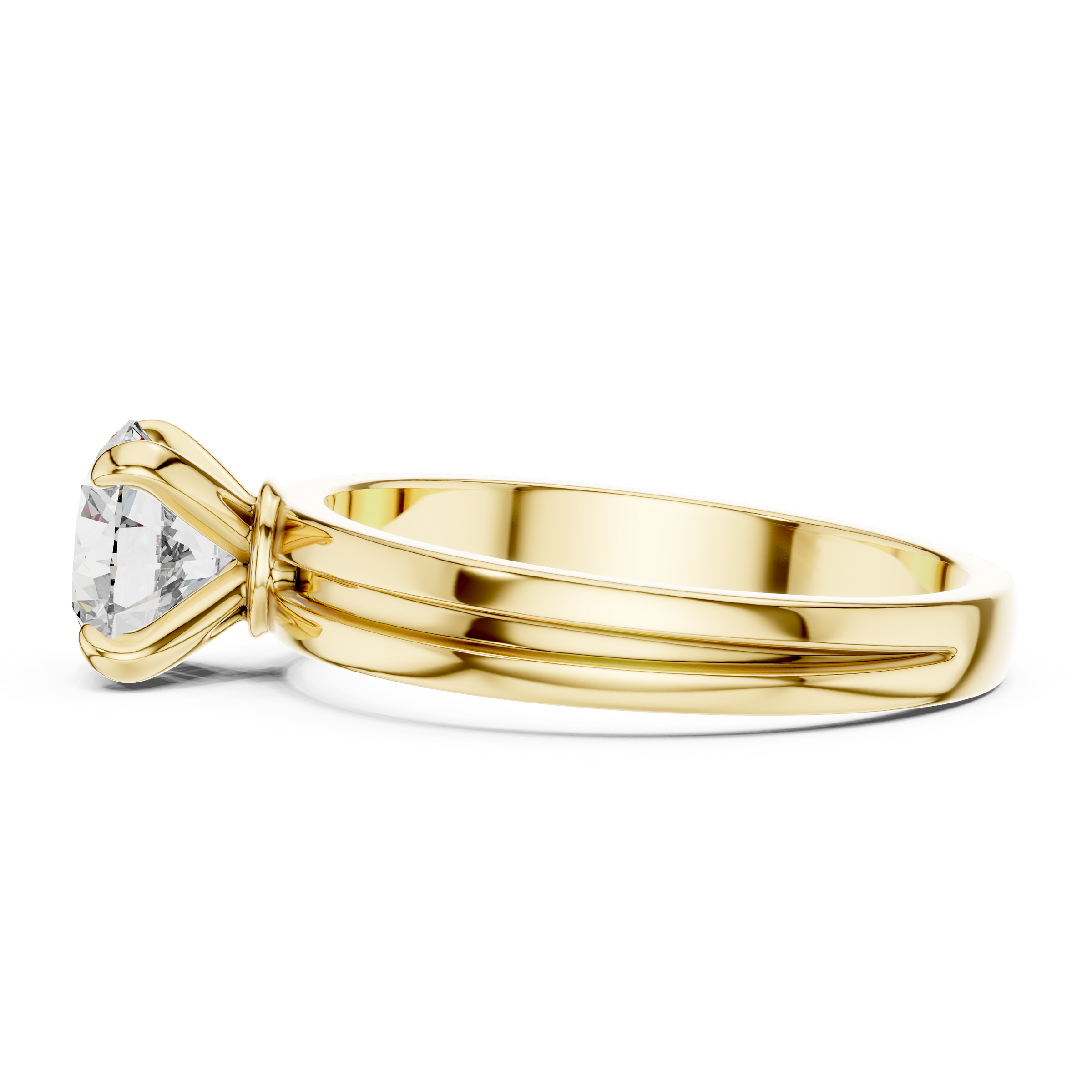 1–3 Carat Round Lab-Grown Diamond Solitaire Engagement Ring – Four-Prong Setting, Plain Band, 18K Gold