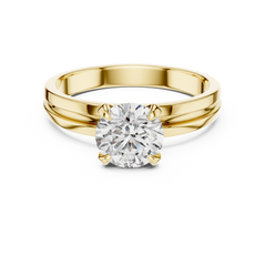 1–3 Carat Round Lab-Grown Diamond Solitaire Engagement Ring – Four-Prong Setting, Plain Band, 18K Gold