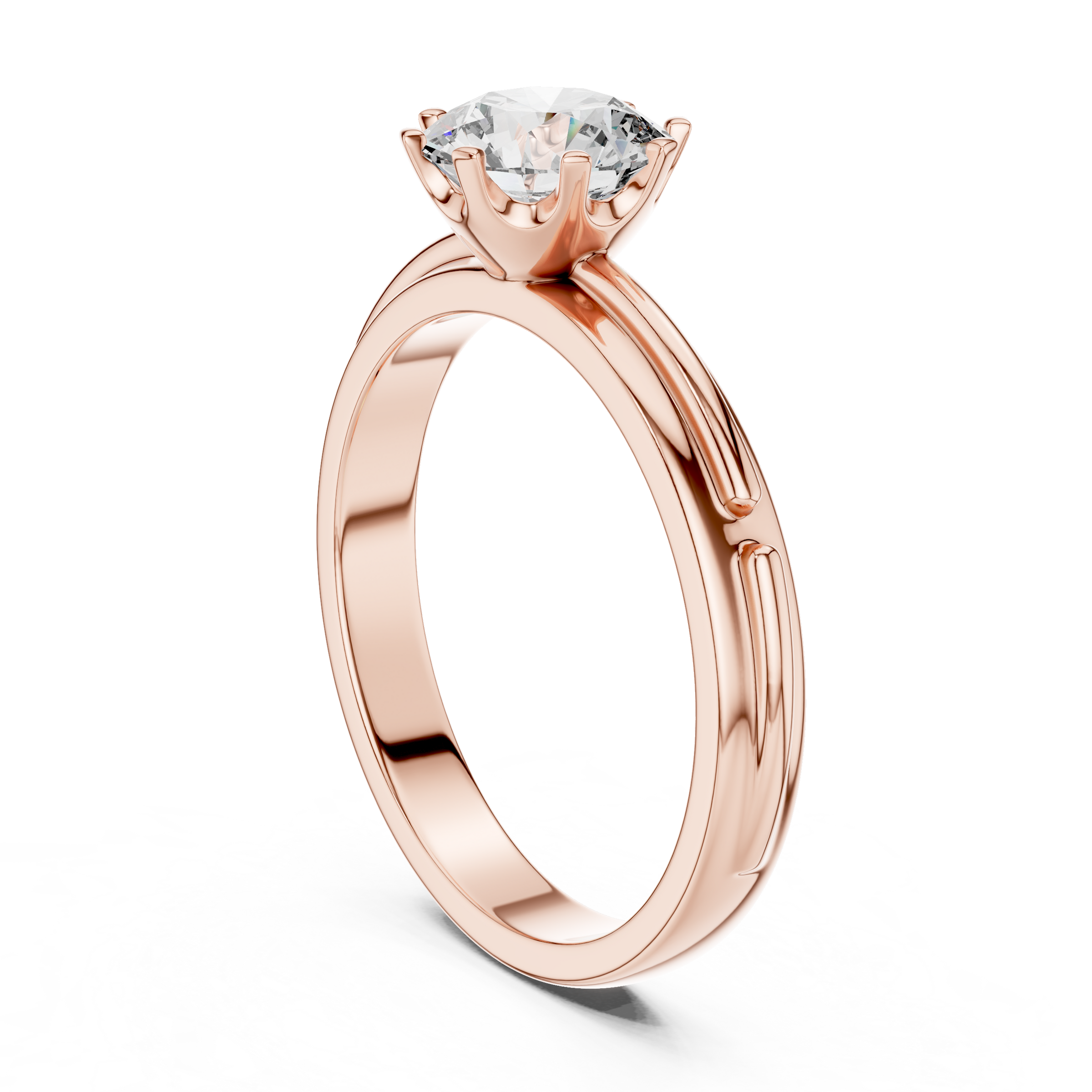 1–3 Carat Round Lab-Grown Diamond Solitaire Engagement Ring in 18K Gold – Eight-Prong Setting,