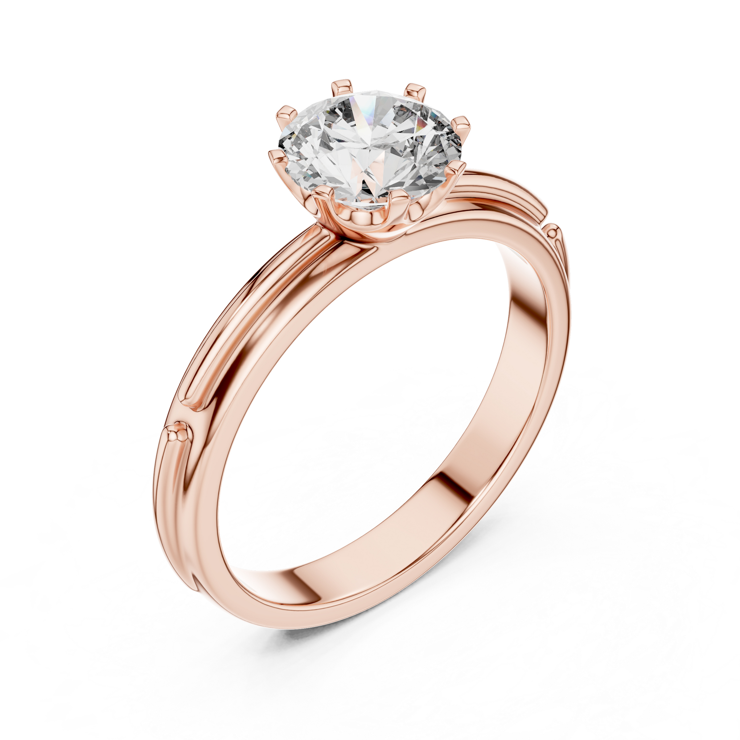 1–3 Carat Round Lab-Grown Diamond Solitaire Engagement Ring in 18K Gold – Eight-Prong Setting,