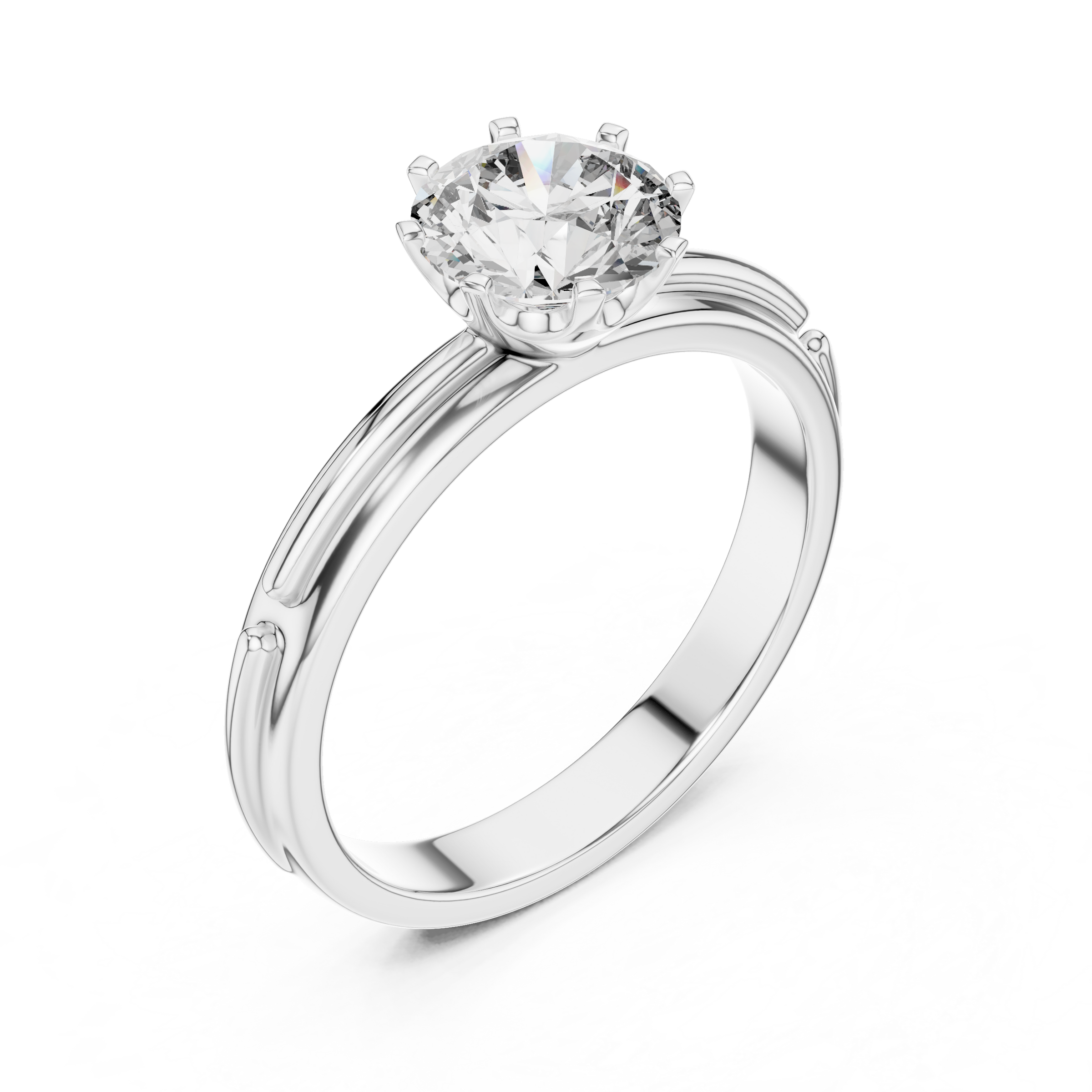 1–3 Carat Round Lab-Grown Diamond Solitaire Engagement Ring in 18K Gold – Eight-Prong Setting,