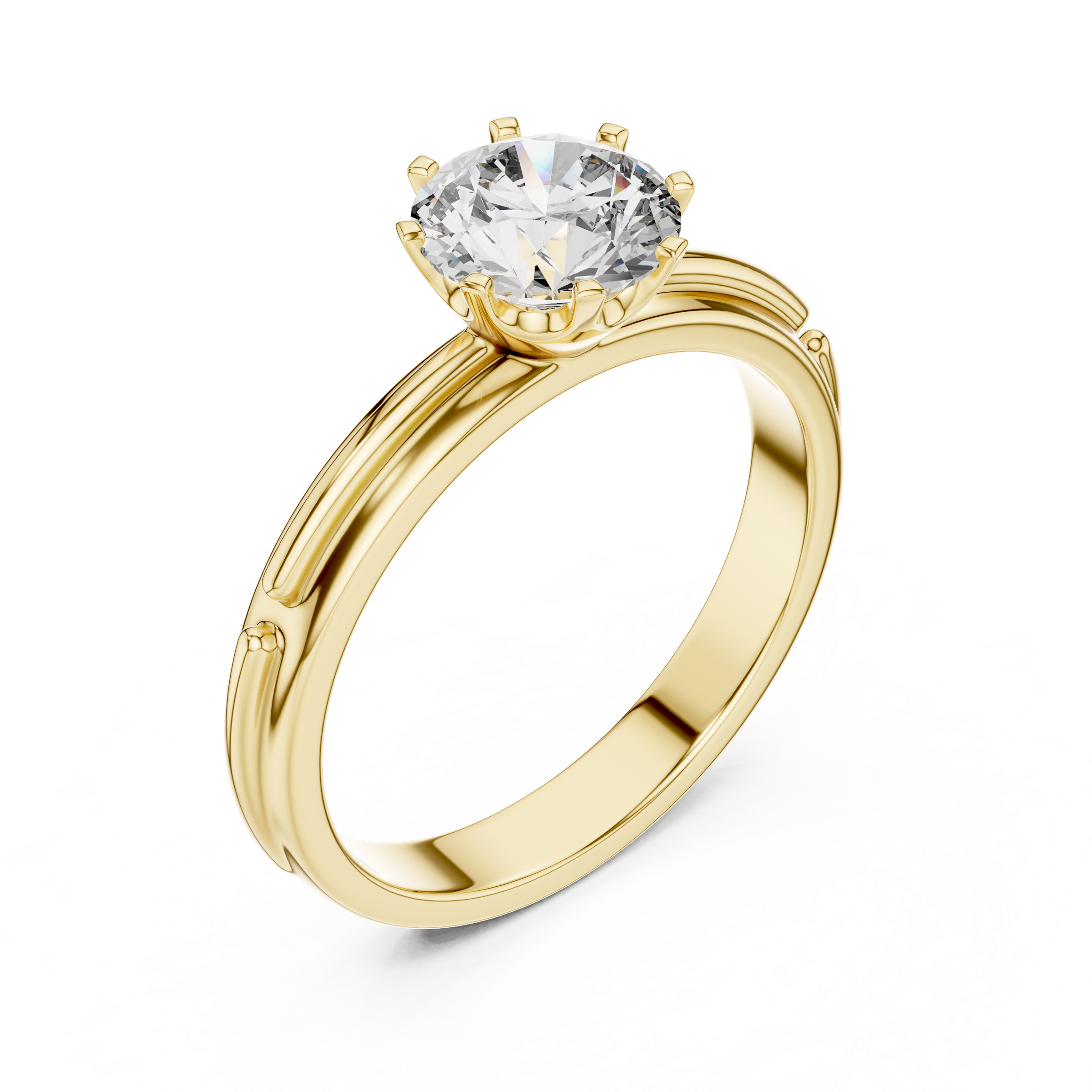 1–3 Carat Round Lab-Grown Diamond Solitaire Engagement Ring in 18K Gold – Eight-Prong Setting,