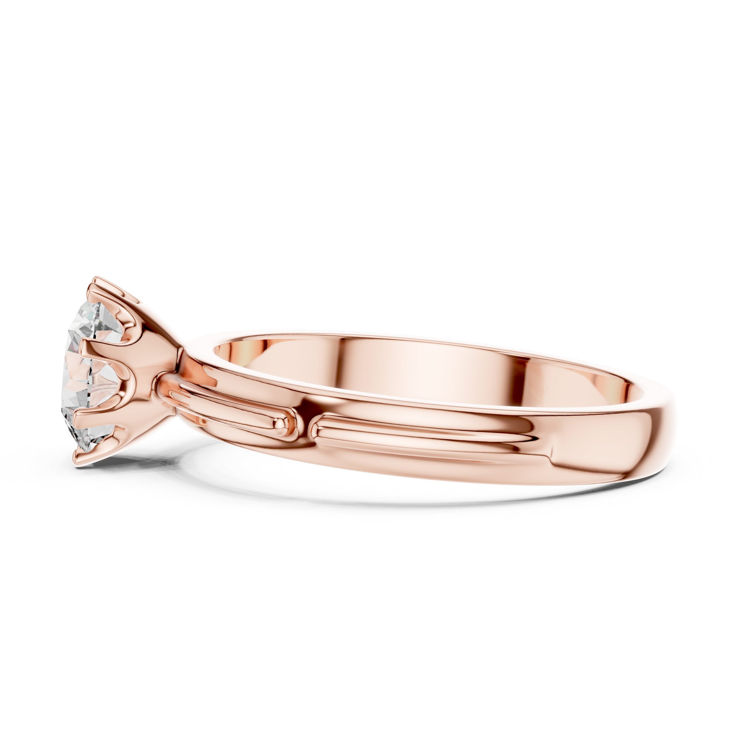 1–3 Carat Round Lab-Grown Diamond Solitaire Engagement Ring in 18K Gold – Eight-Prong Setting,