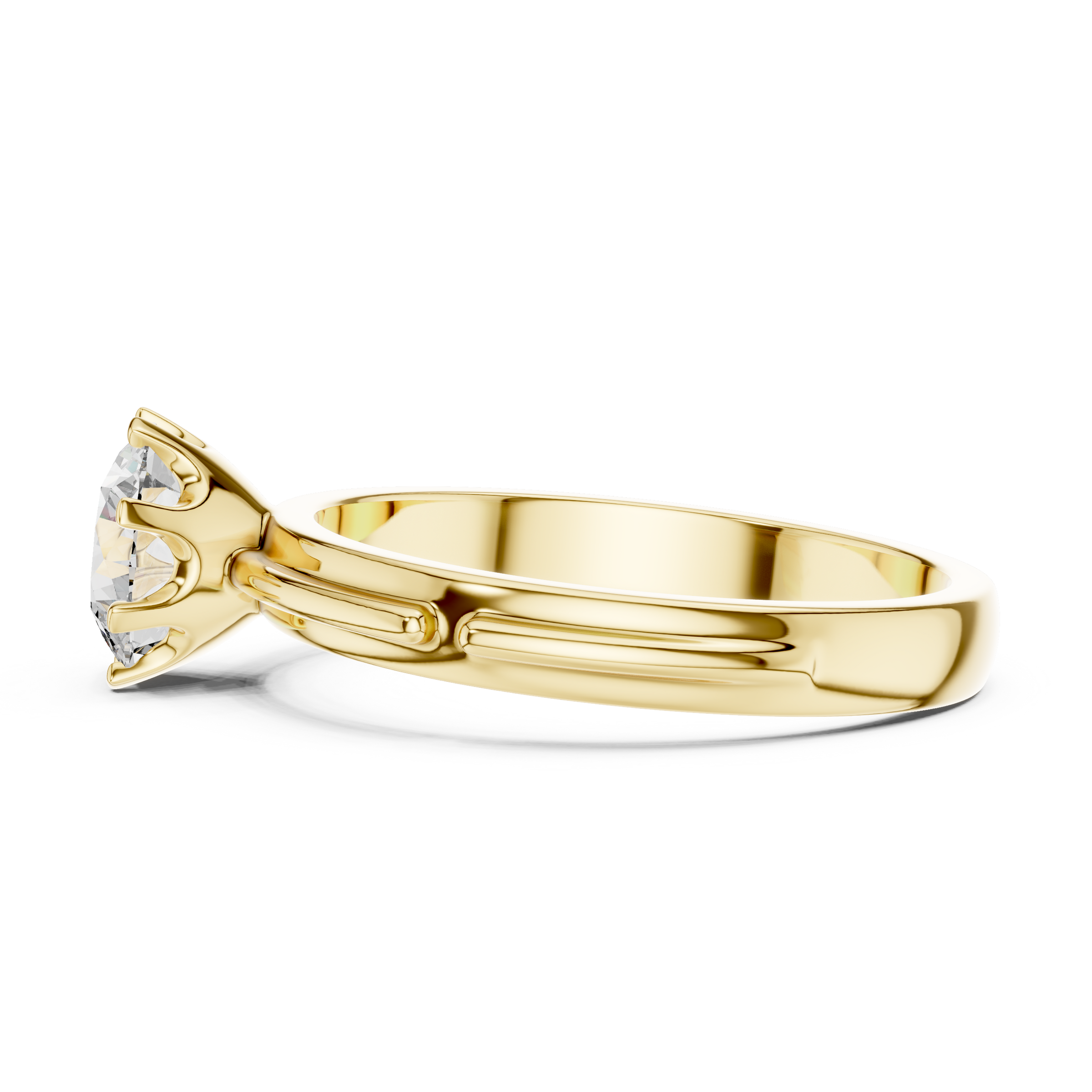 1–3 Carat Round Lab-Grown Diamond Solitaire Engagement Ring in 18K Gold – Eight-Prong Setting,