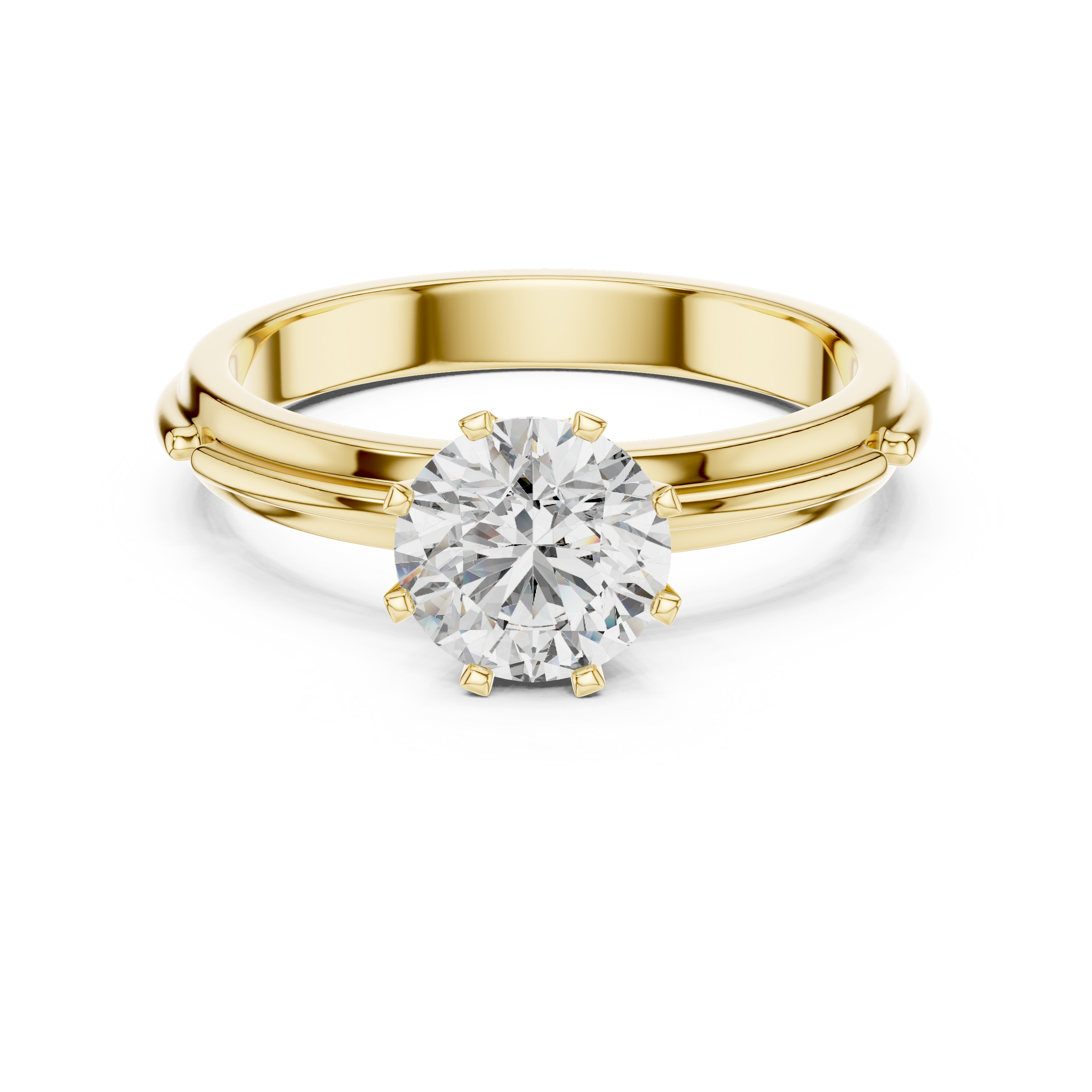 1–3 Carat Round Lab-Grown Diamond Solitaire Engagement Ring in 18K Gold – Eight-Prong Setting,