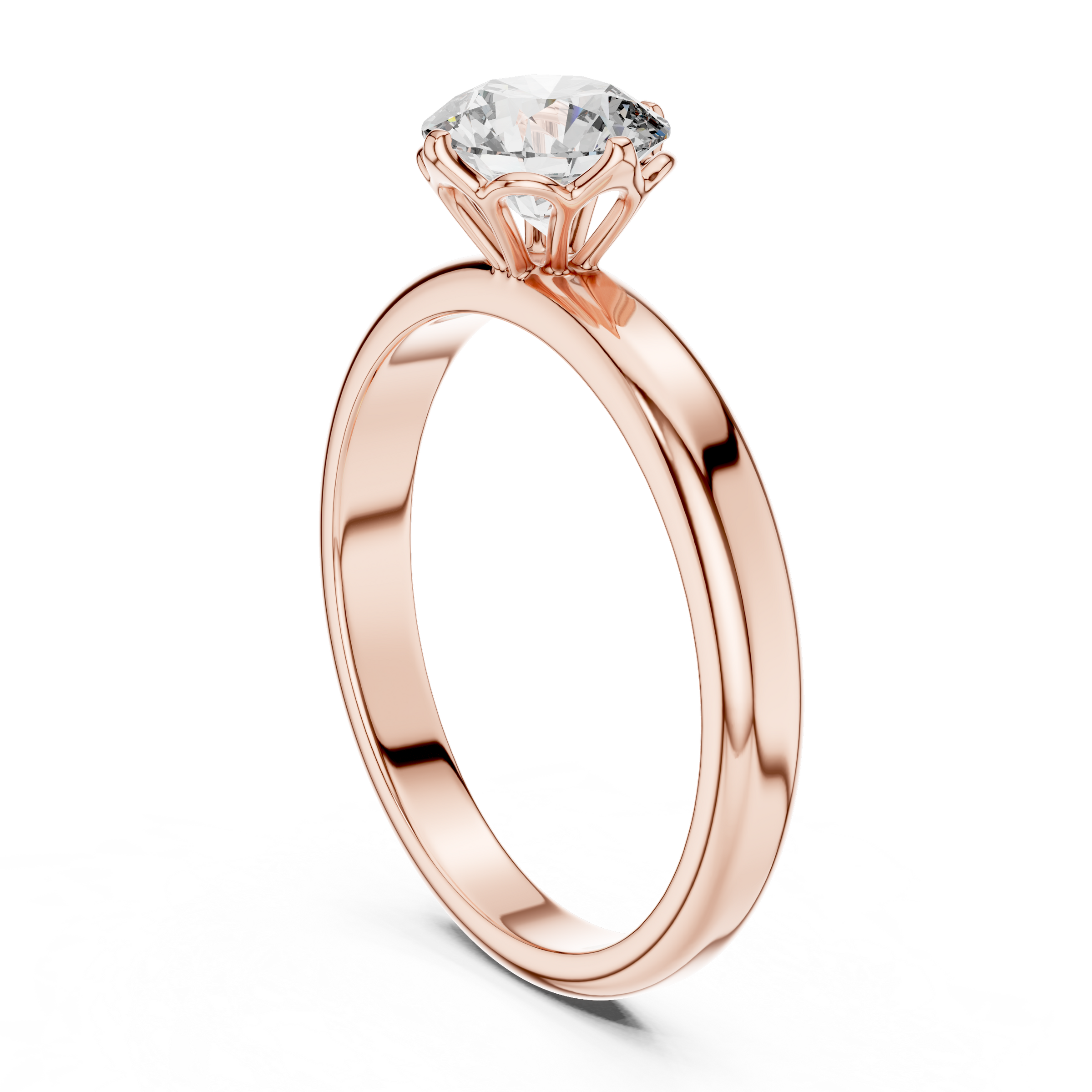 1–3 Carat Round Lab-Grown Diamond Solitaire Engagement Ring in 18K Gold – Crown Prong Settin
