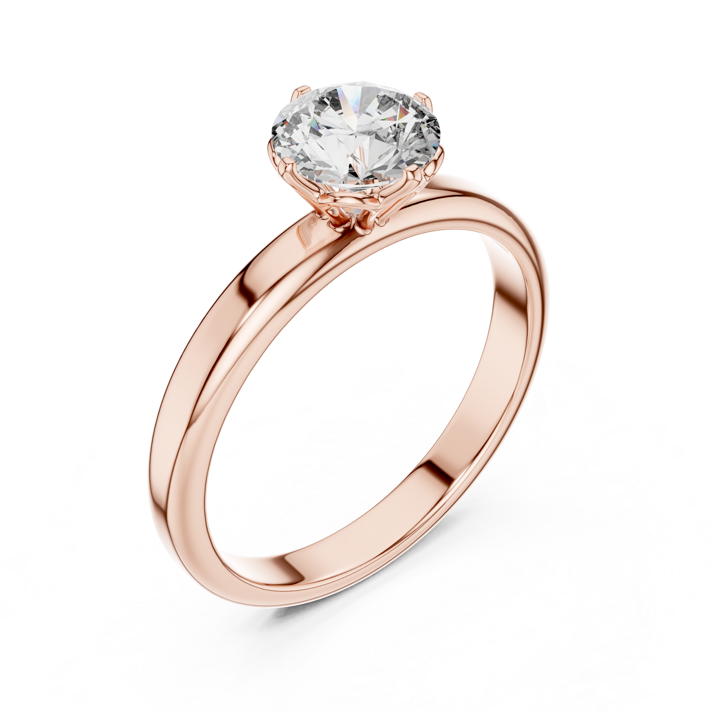 1–3 Carat Round Lab-Grown Diamond Solitaire Engagement Ring in 18K Gold – Crown Prong Settin