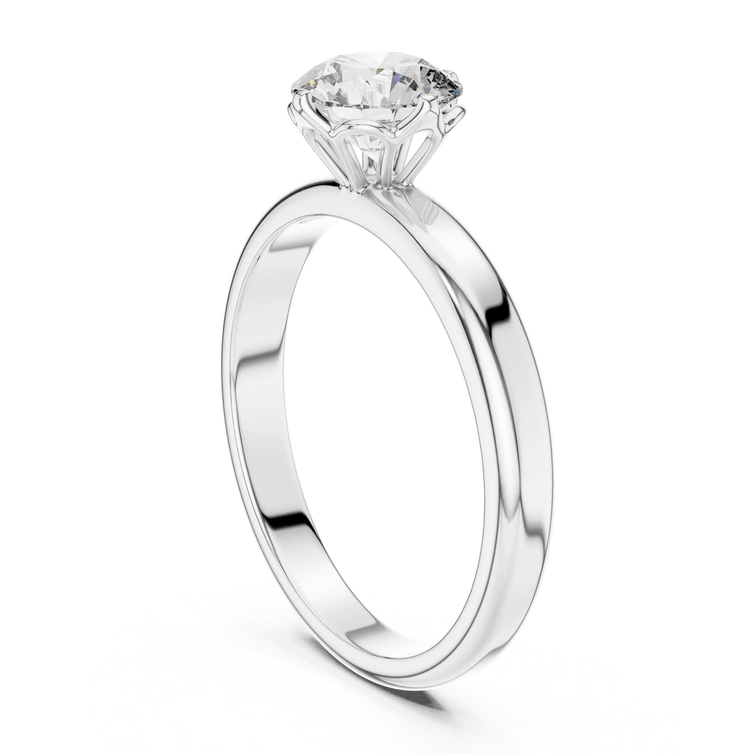 1–3 Carat Round Lab-Grown Diamond Solitaire Engagement Ring in 18K Gold – Crown Prong Settin
