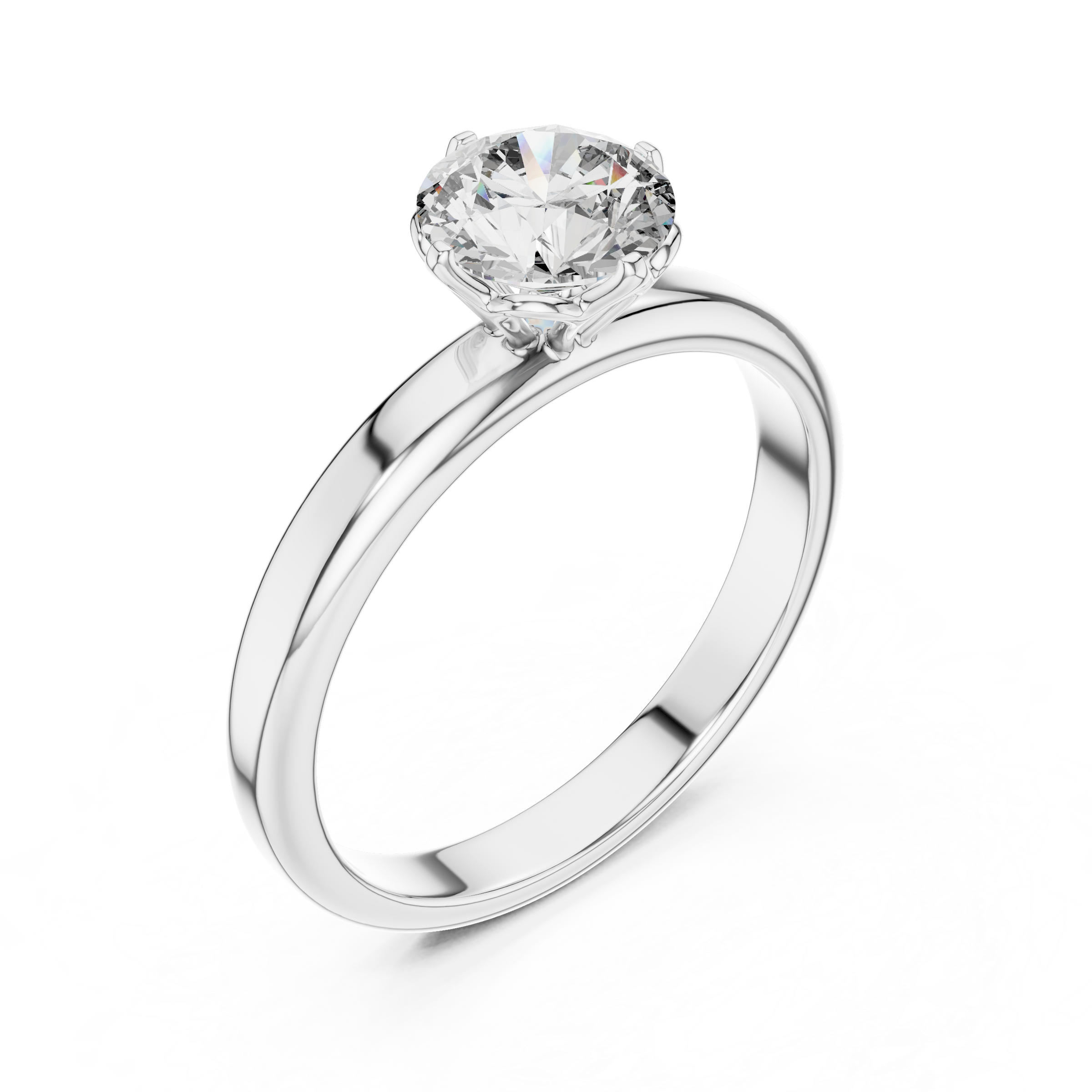1–3 Carat Round Lab-Grown Diamond Solitaire Engagement Ring in 18K Gold – Crown Prong Settin