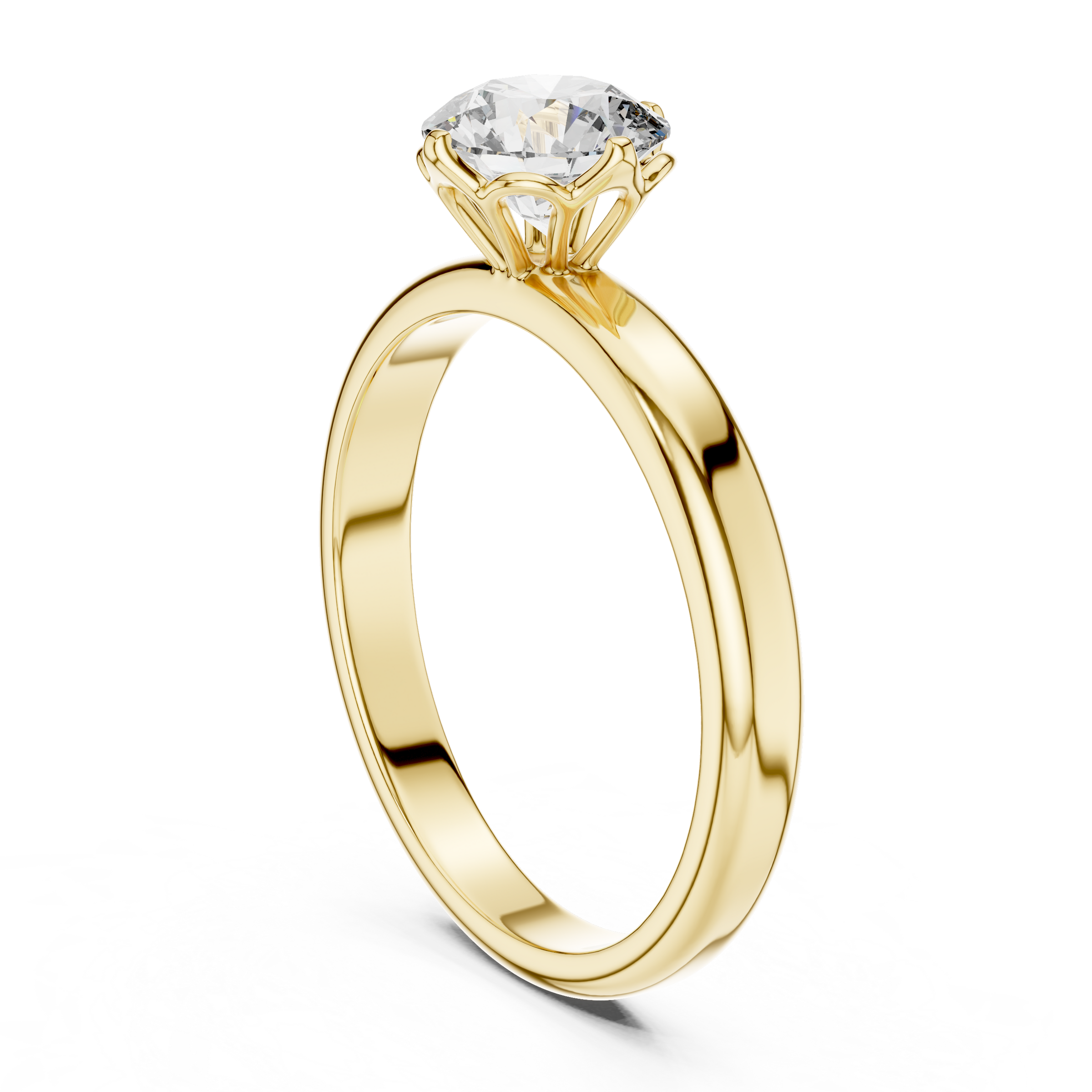 1–3 Carat Round Lab-Grown Diamond Solitaire Engagement Ring in 18K Gold – Crown Prong Settin