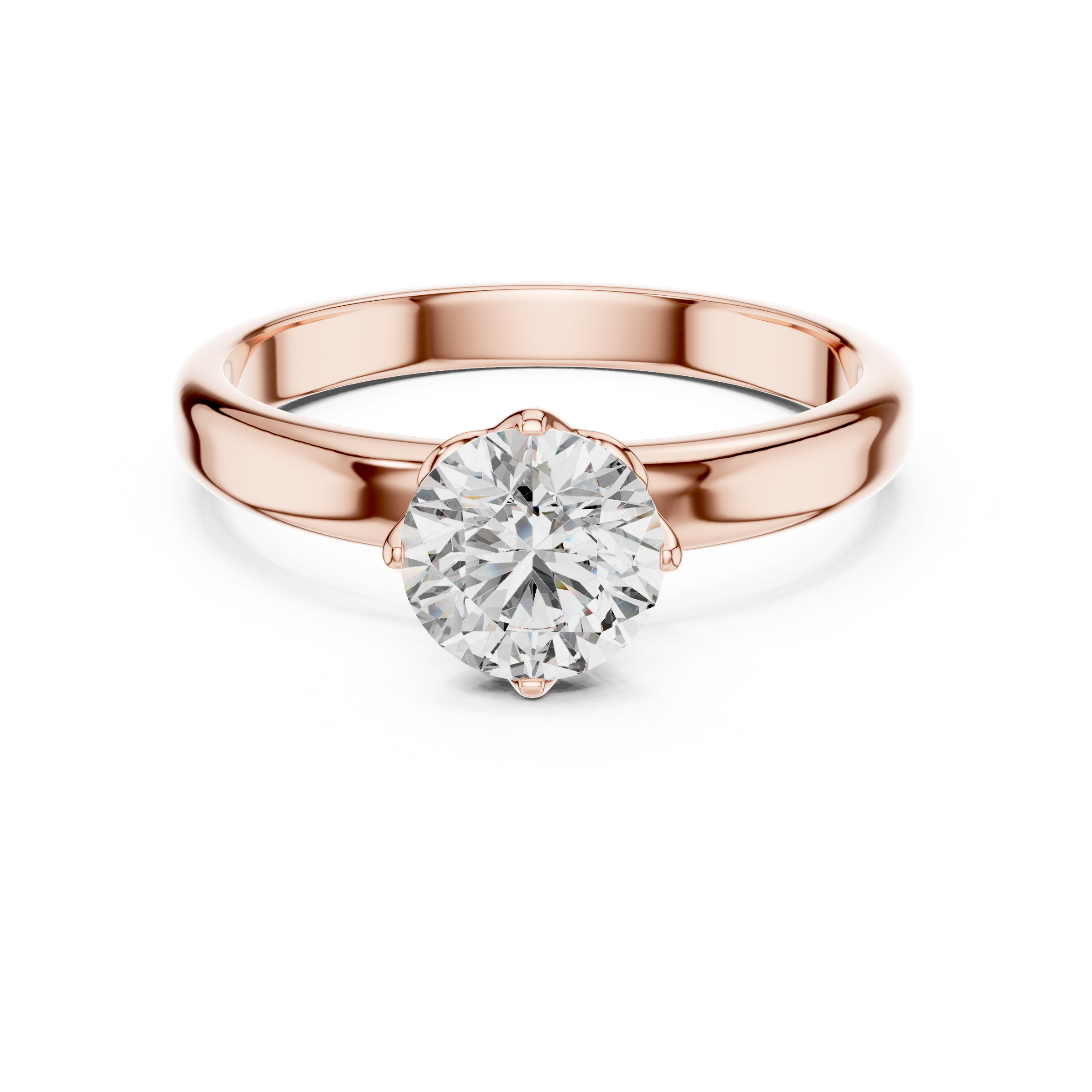 1–3 Carat Round Lab-Grown Diamond Solitaire Engagement Ring in 18K Gold – Crown Prong Settin