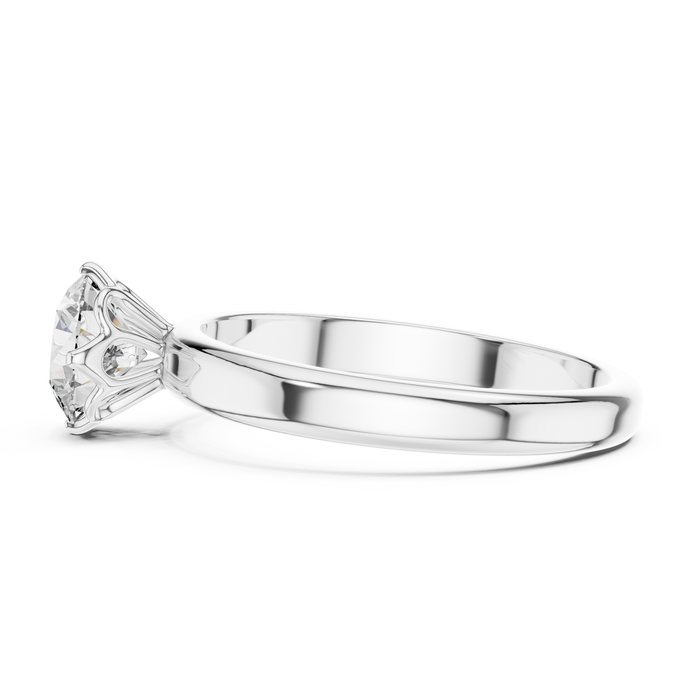 1–3 Carat Round Lab-Grown Diamond Solitaire Engagement Ring in 18K Gold – Crown Prong Settin