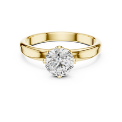 1–3 Carat Round Lab-Grown Diamond Solitaire Engagement Ring in 18K Gold – Crown Prong Settin