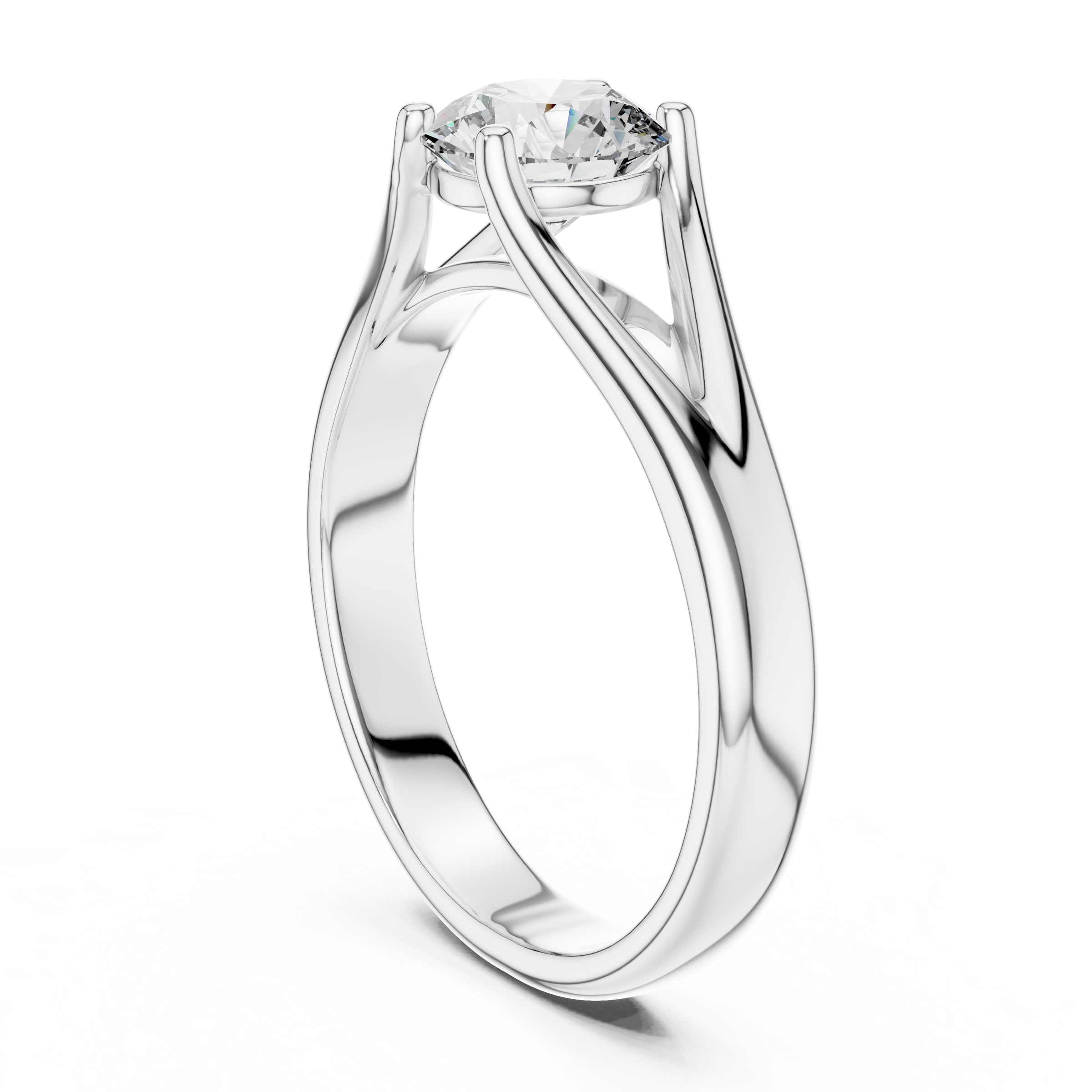 1–3 Carat Round Lab-Grown Diamond Solitaire Engagement Ring – Split Shank, Plain Band, 18K Gold