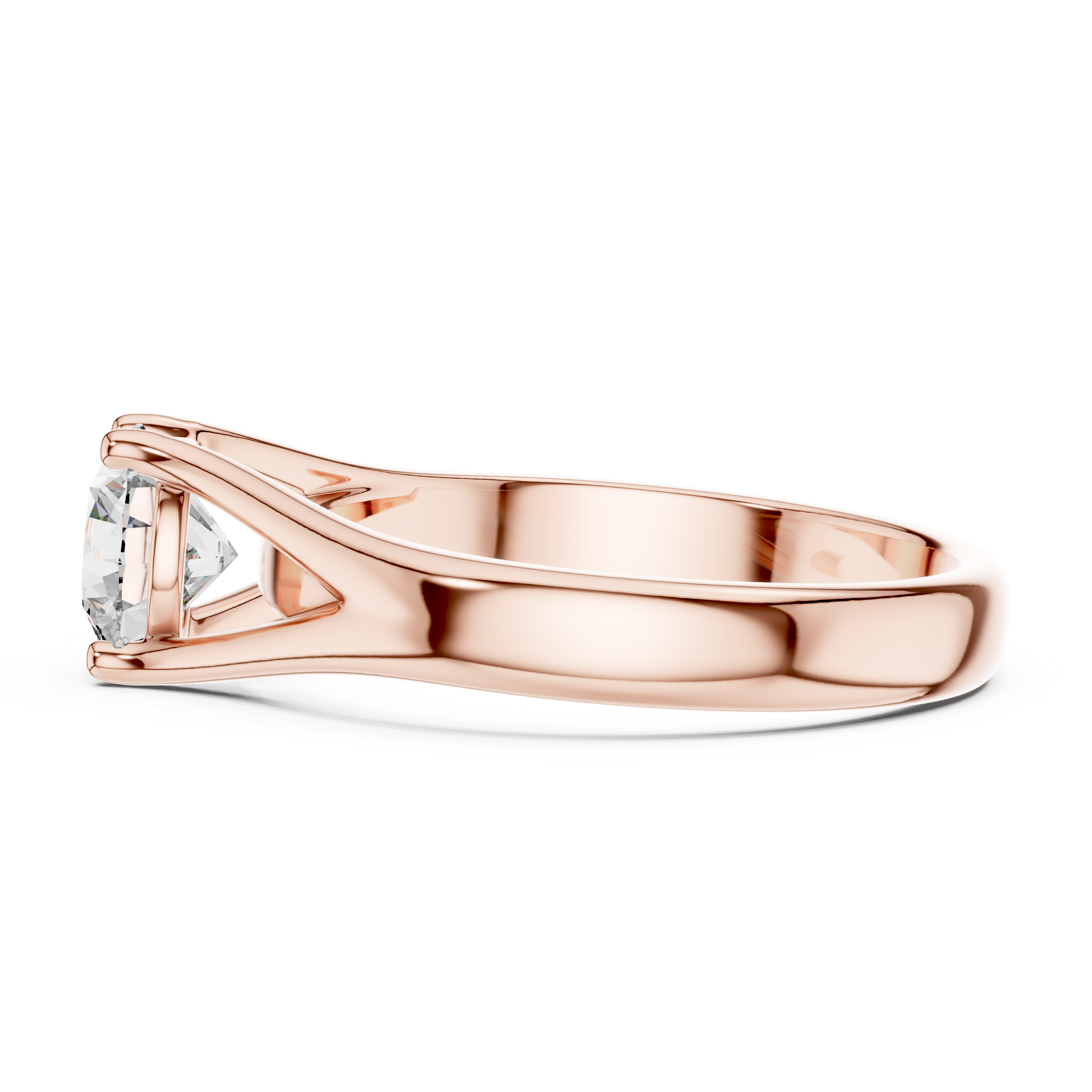 1–3 Carat Round Lab-Grown Diamond Solitaire Engagement Ring – Split Shank, Plain Band, 18K Gold