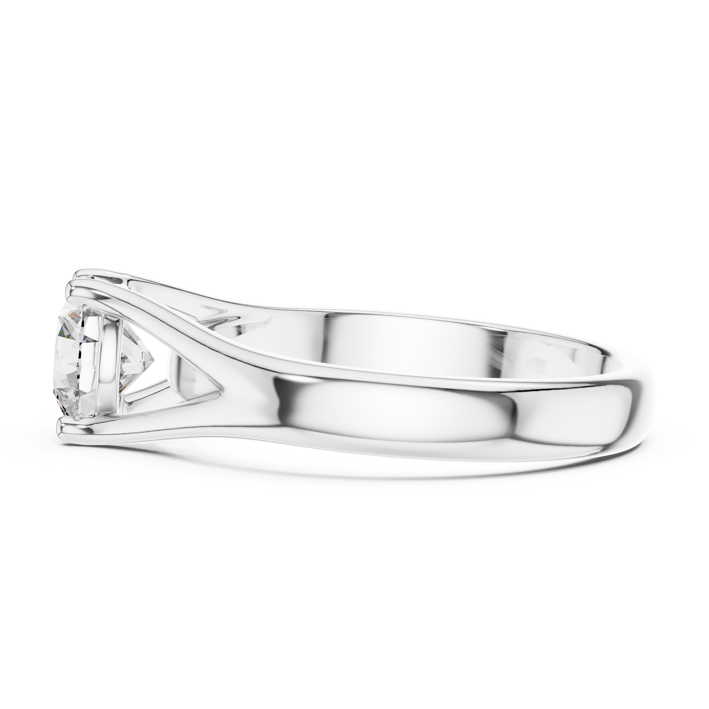 1–3 Carat Round Lab-Grown Diamond Solitaire Engagement Ring – Split Shank, Plain Band, 18K Gold