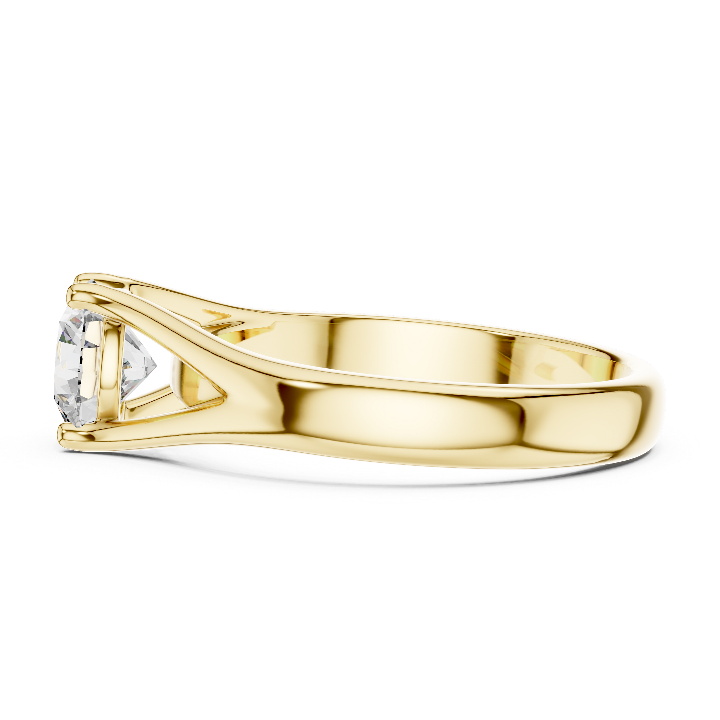1–3 Carat Round Lab-Grown Diamond Solitaire Engagement Ring – Split Shank, Plain Band, 18K Gold
