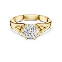 1–3 Carat Round Lab-Grown Diamond Solitaire Engagement Ring – Split Shank, Plain Band, 18K Gold