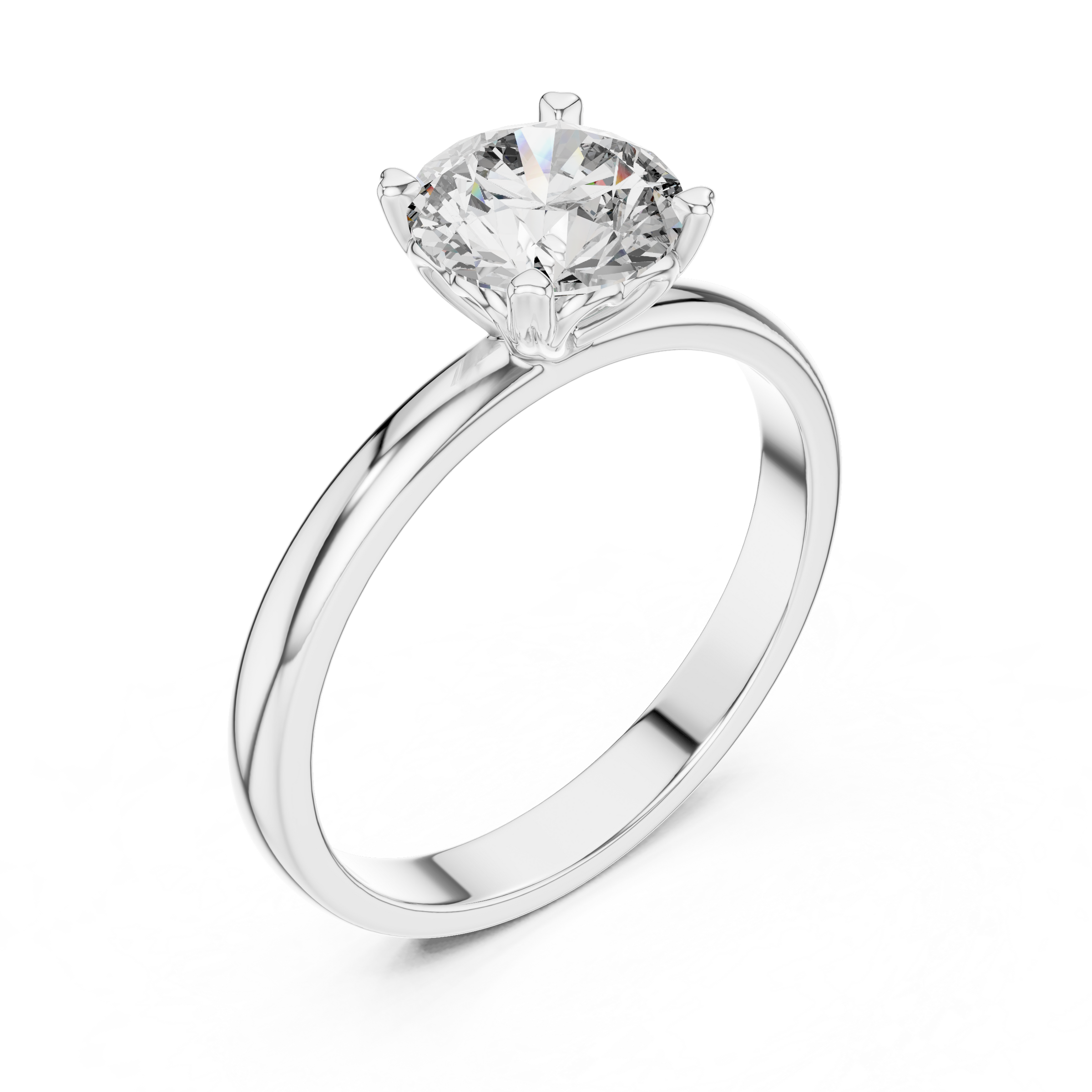 1–3 Carat Round Lab-Grown Diamond Solitaire Engagement Ring – Hidden Heart Basket, Plain Band, 18K Gold