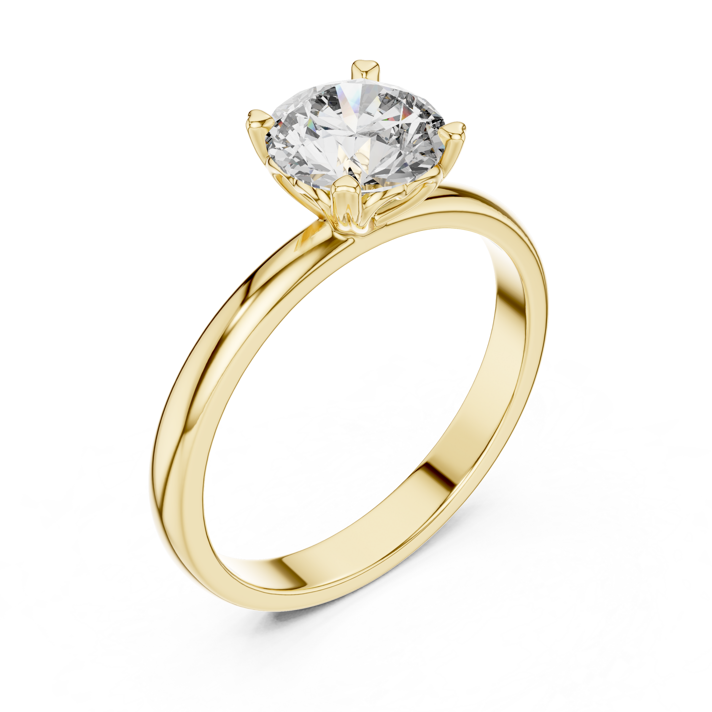 1–3 Carat Round Lab-Grown Diamond Solitaire Engagement Ring – Hidden Heart Basket, Plain Band, 18K Gold